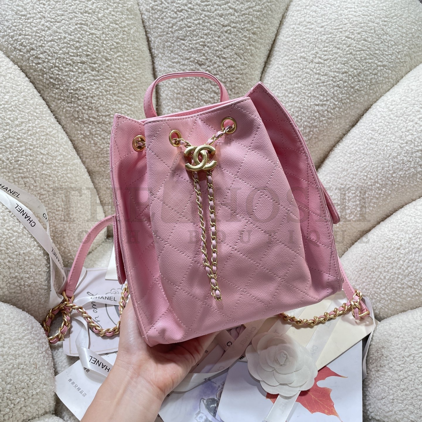 Ch**el 25B Drawstring Backpack – Lambskin Quilted Leather Double Shoulder Bag Size 23*14*23cm Master Quality