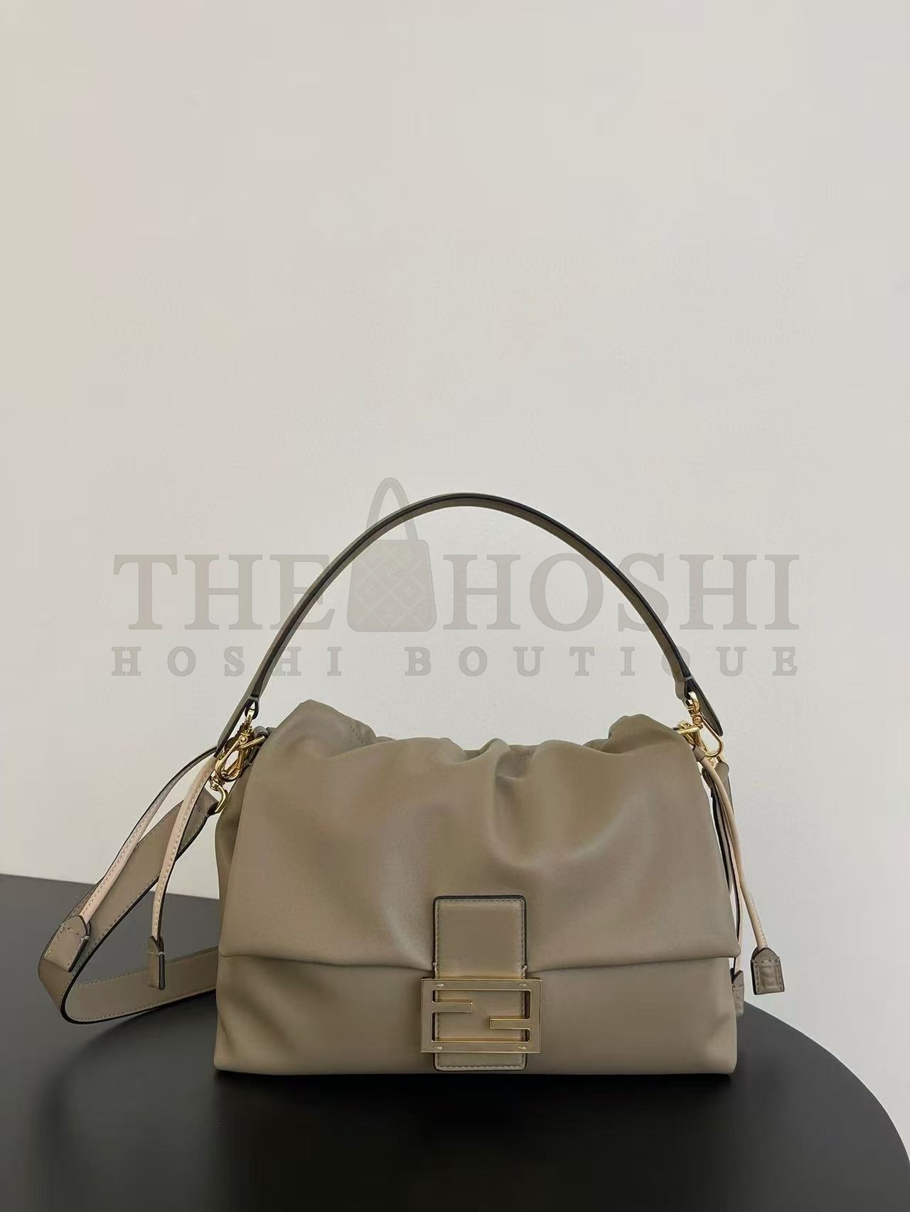 F**di FF Mamma Baguette Leather Shoulder Bag Beige 16*10*13cm/26.5*8.5*18cm/31.5x12x22cm Master Quality