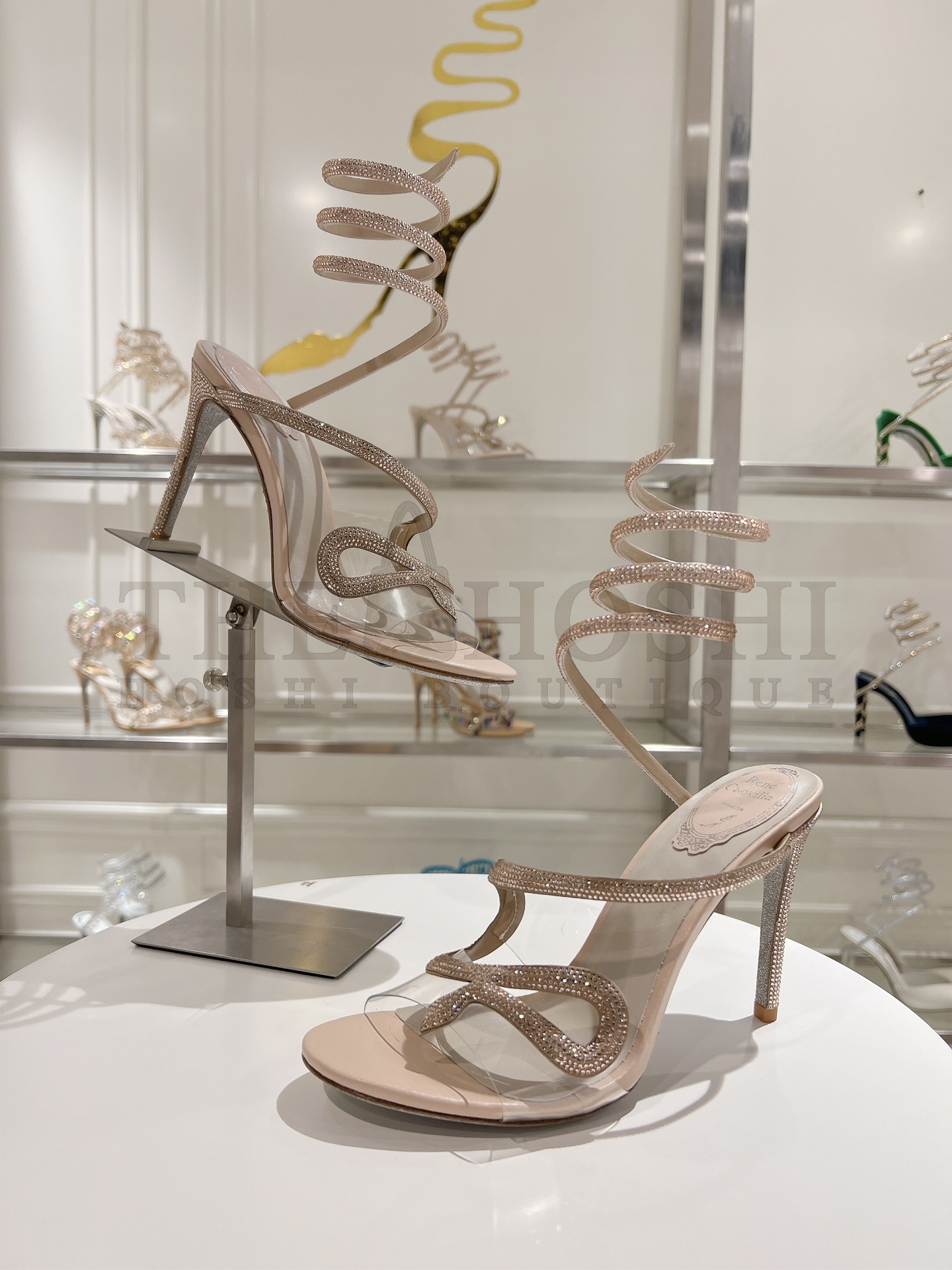 Rene Caovilla Cleo Crystal Serpentine High Heels 2024SS Master Quality