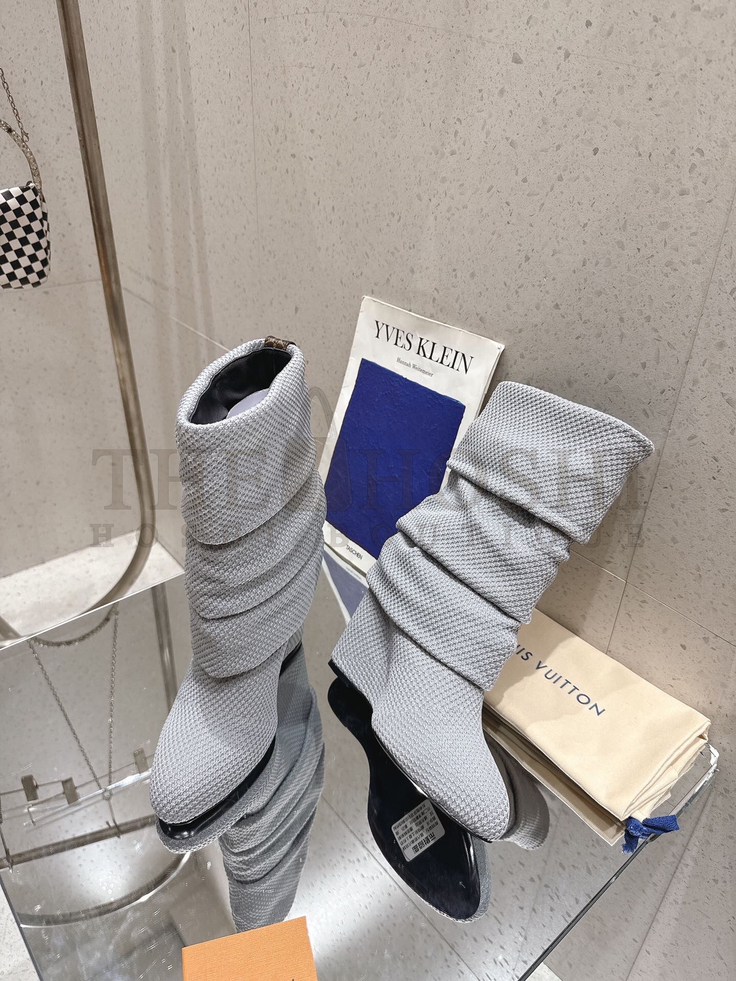 L0vis Vvtt0n LV x Pharrell Williams Summer 2025 Crystal Knit High Heel Boots 9cm Master Quality