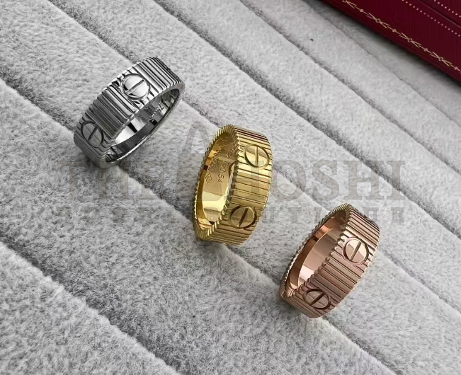 Ca*t1er Love Series Ribbed Rings in White Gold Yellow Gold  Rose Gold Master Quality