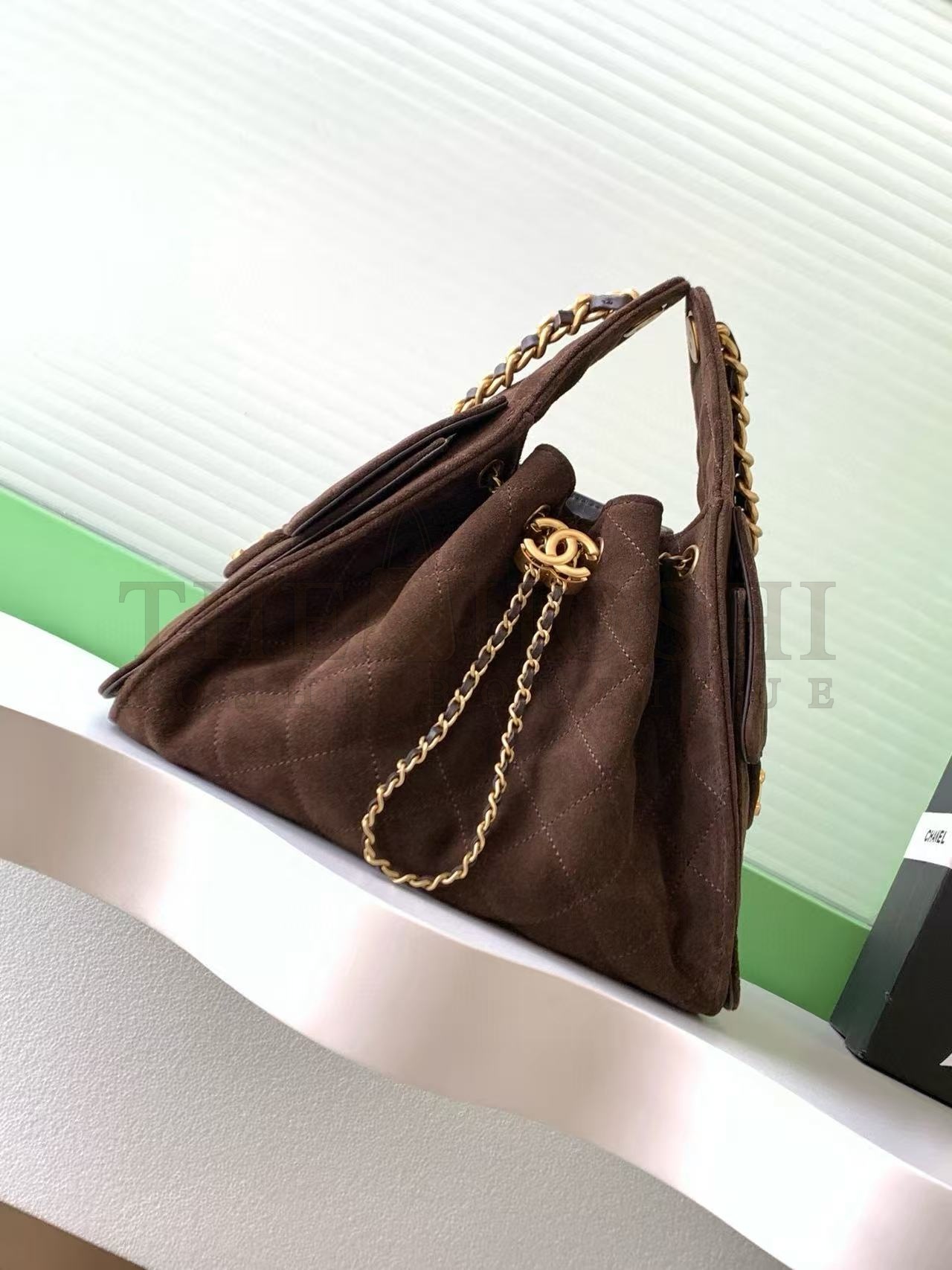 Ch**el 25c Hobo Drawstring Bag Bag Gray Lambskin 30x26x14cm AS5293 Master Quality