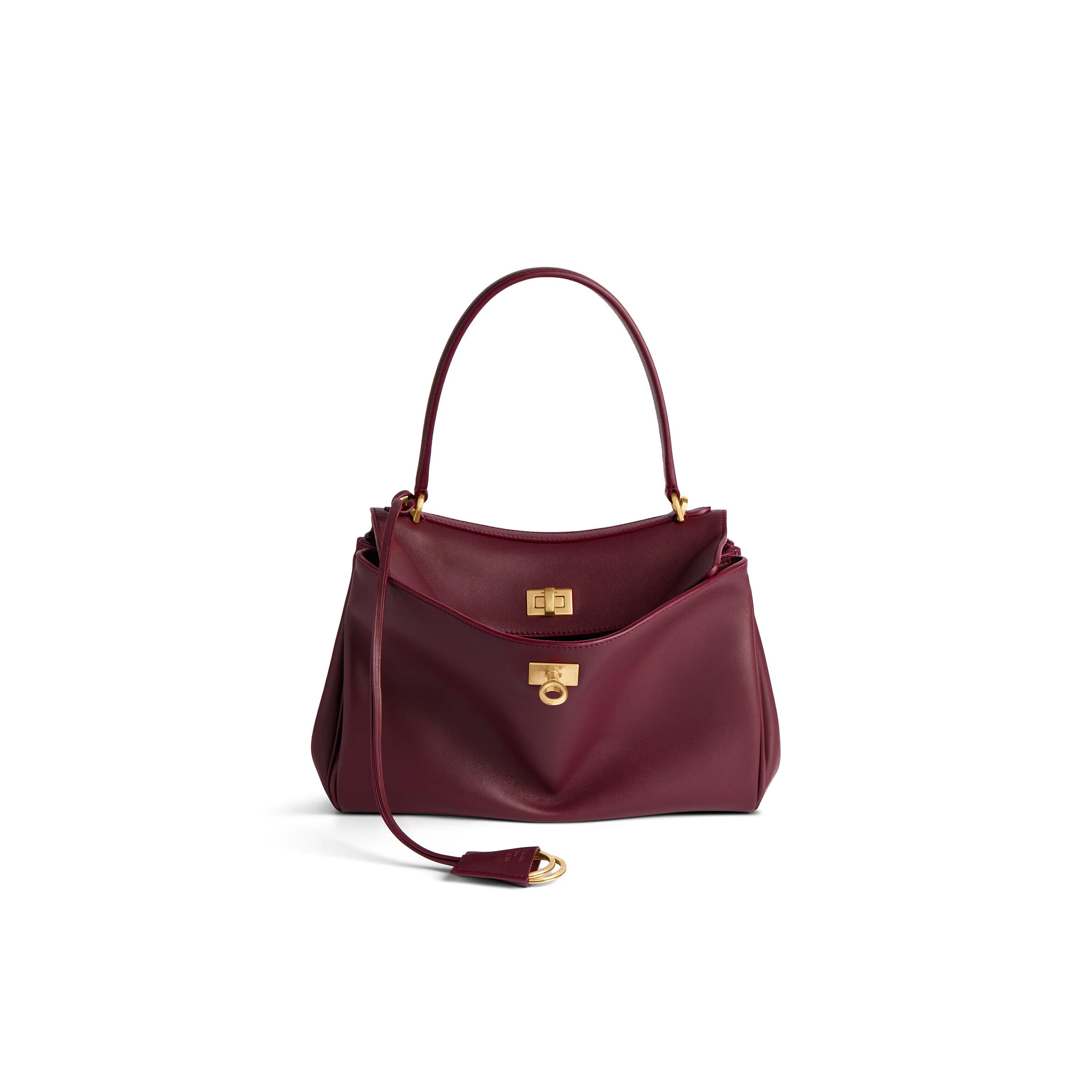 Ba1en*iaga WOMEN'S RODEO HANDBAG SMALL IN DARK BURGUNDY 7897792AA4V6034 (28.9*20*9.9cm) Master Quality
