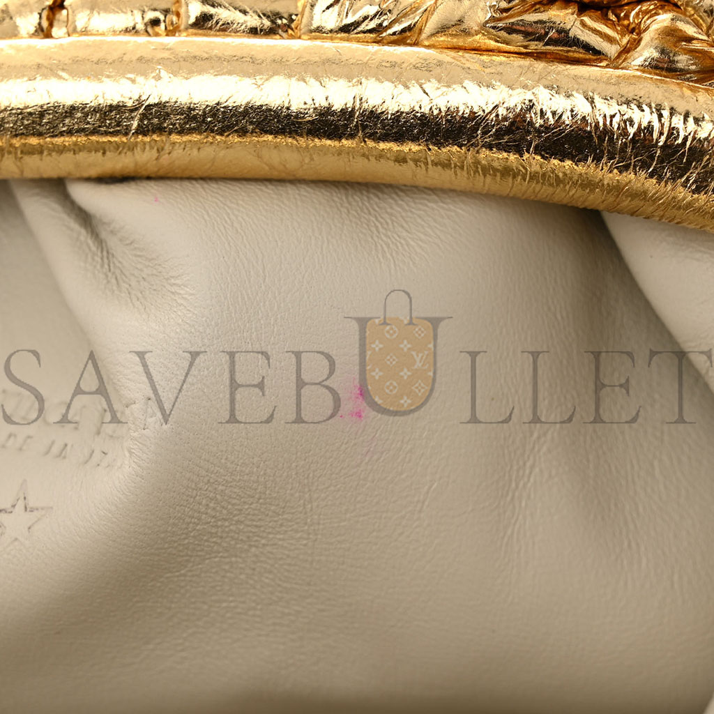 B0tt*ga Ven*ta METALLIC CRINKLED LAMBSKIN THE MINI POUCH ORO (22*12*6cm) Master Quality