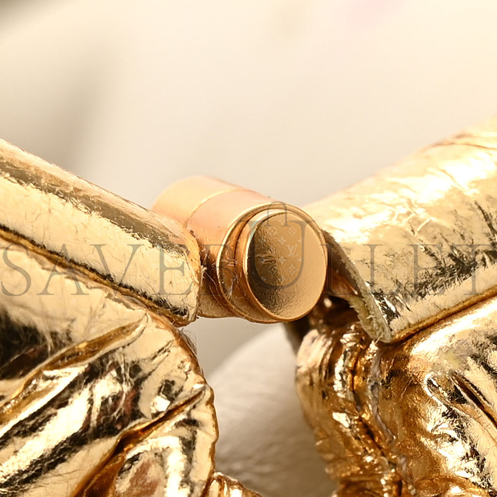 B0tt*ga Ven*ta METALLIC CRINKLED LAMBSKIN THE MINI POUCH ORO (22*12*6cm) Master Quality