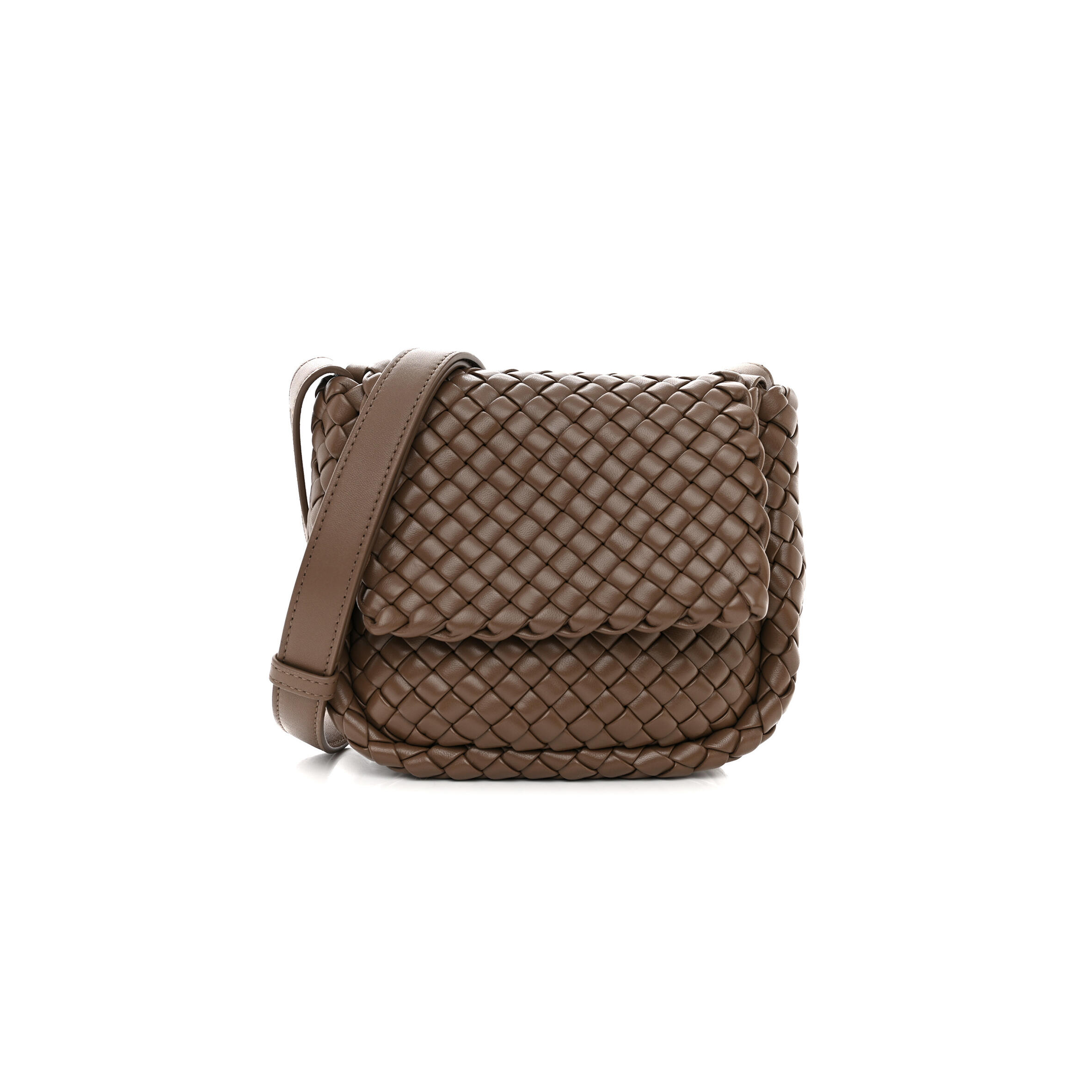 B0tt*ga Ven*ta NAPPA INTRECCIO MINI COBBLE SHOULDER BAG TAUPE GREY (19*18*8cm) Master Quality