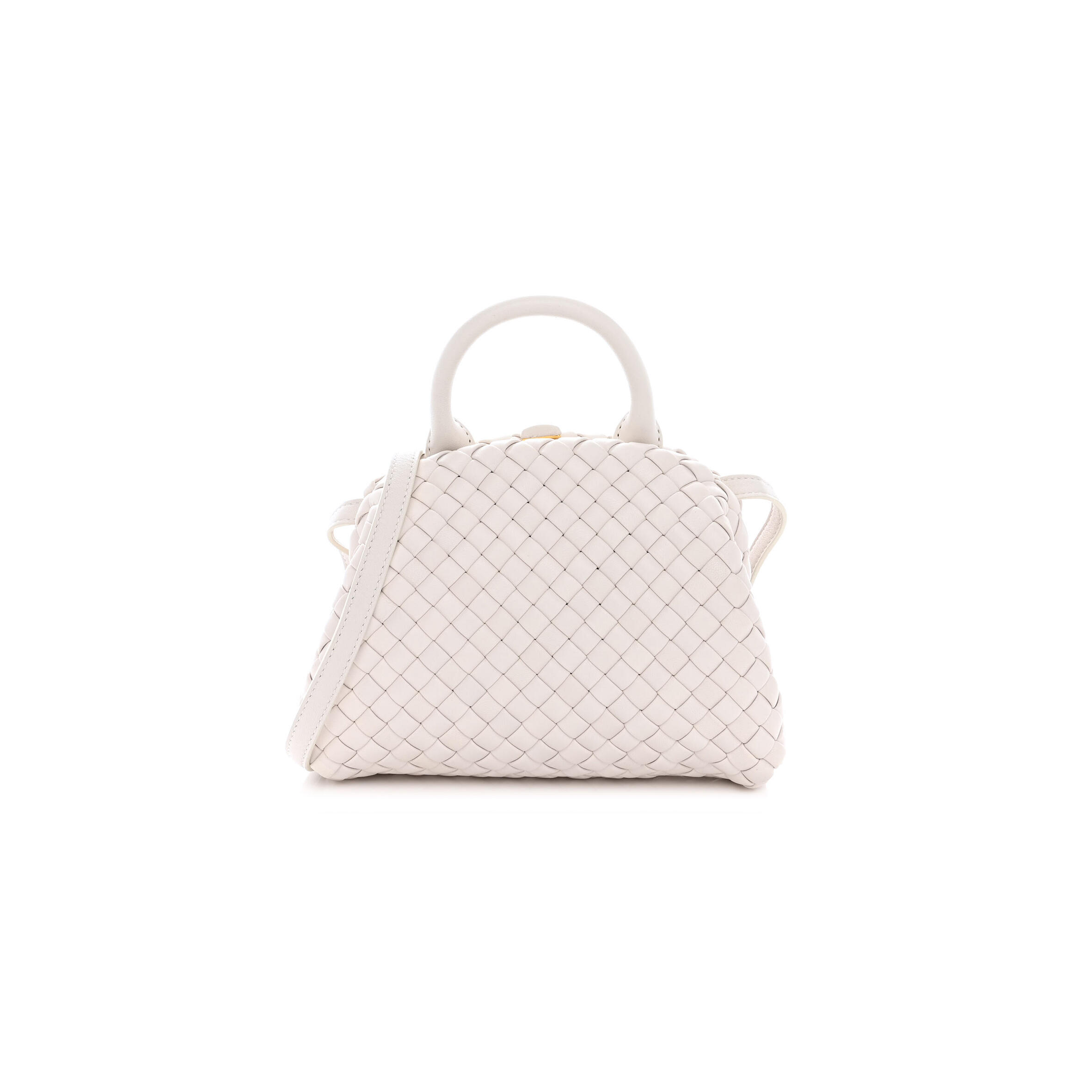 B0tt*ga Ven*ta NAPPA INTRECCIATO MINI TOP HANDLE SHOULDER BAG CHALK (22*17*9cm) Master Quality