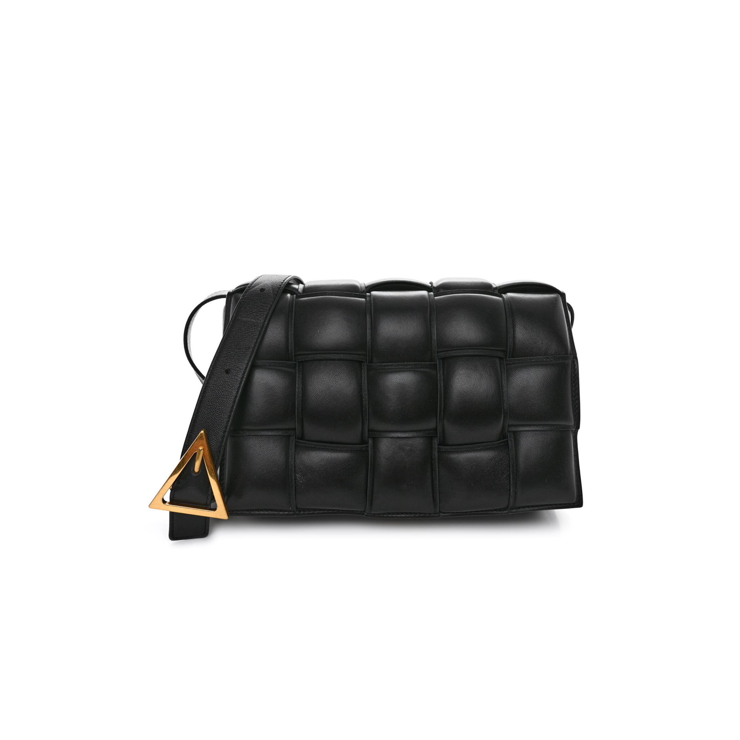B0tt*ga Ven*ta NAPPA MAXI INTRECCIATO PADDED CASSETTE CROSSBODY BAG BLACK  (26*18*8cm) Master Quality
