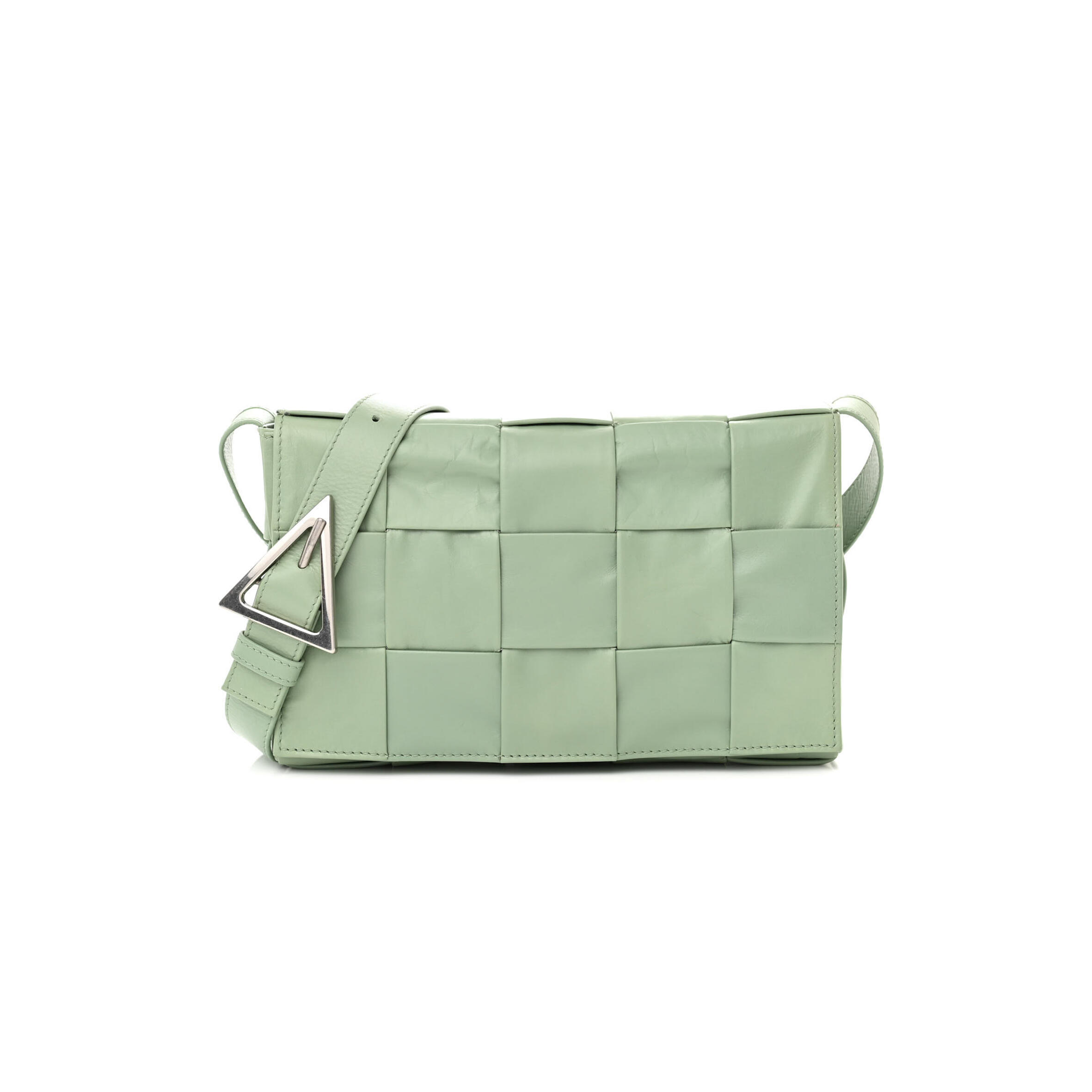 B0tt*ga Ven*ta PAPER CALFSKIN MAXI INTRECCIO CASSETTE CROSSBODY BAG SAGE (23*15*5.5cm) Master Quality