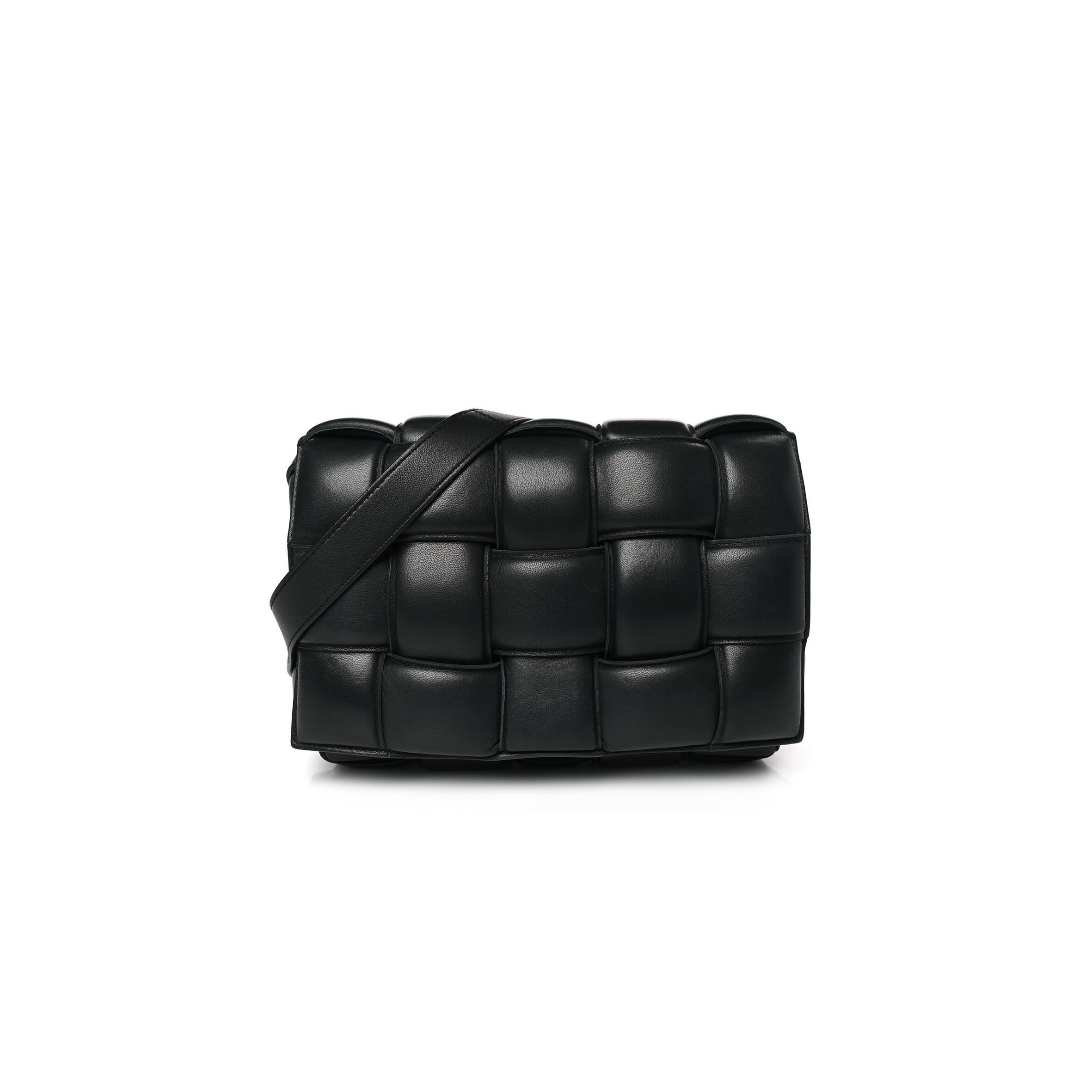 B0tt*ga Ven*ta NAPPA MAXI INTRECCIATO PADDED CASSETTE CROSSBODY BAG BLACK (26*18*8cm) Master Quality