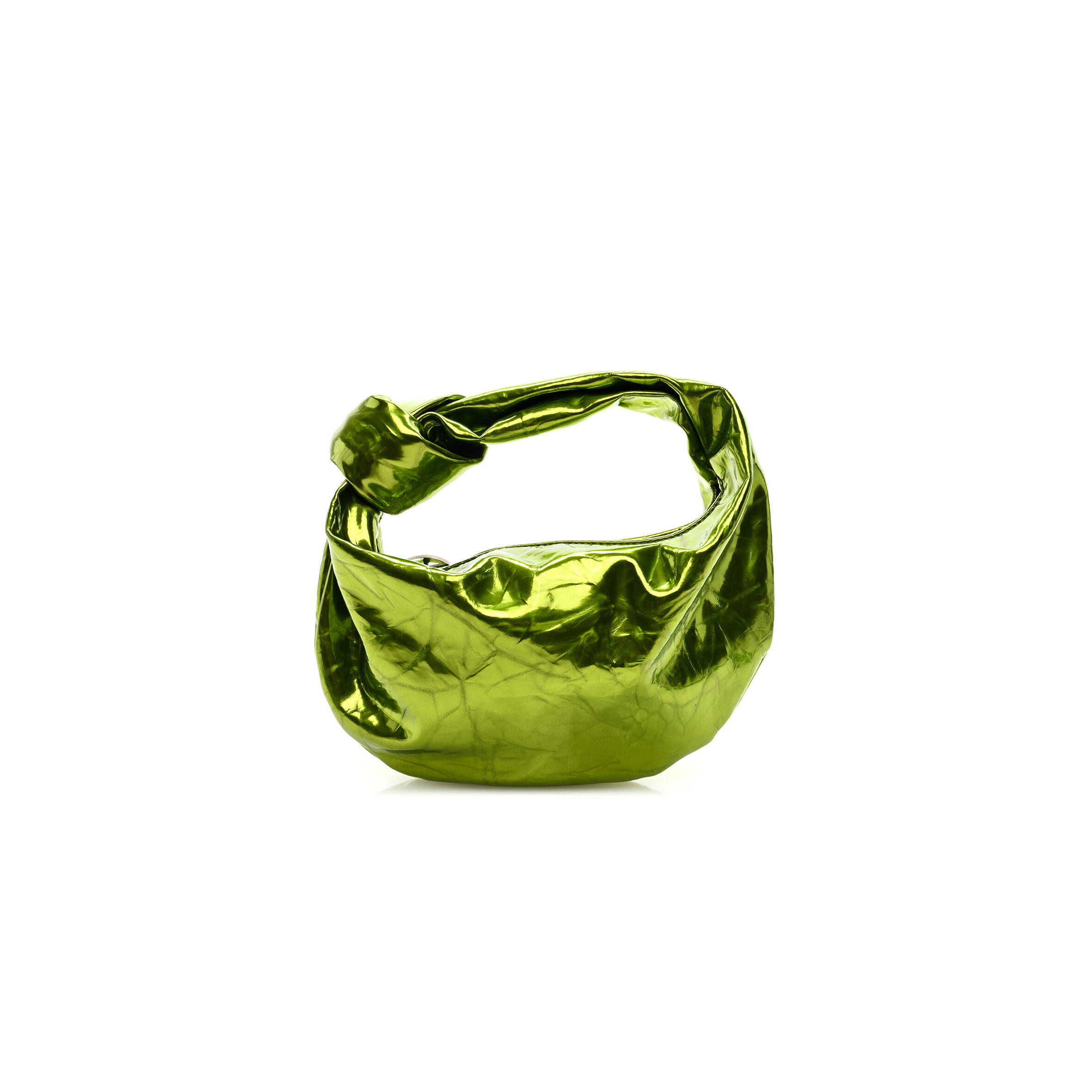 B0tt*ga Ven*ta METALLIC CRUSHED CALFSKIN MINI JODIE CHLOROPHYLL  (26*13*5cm) Master Quality