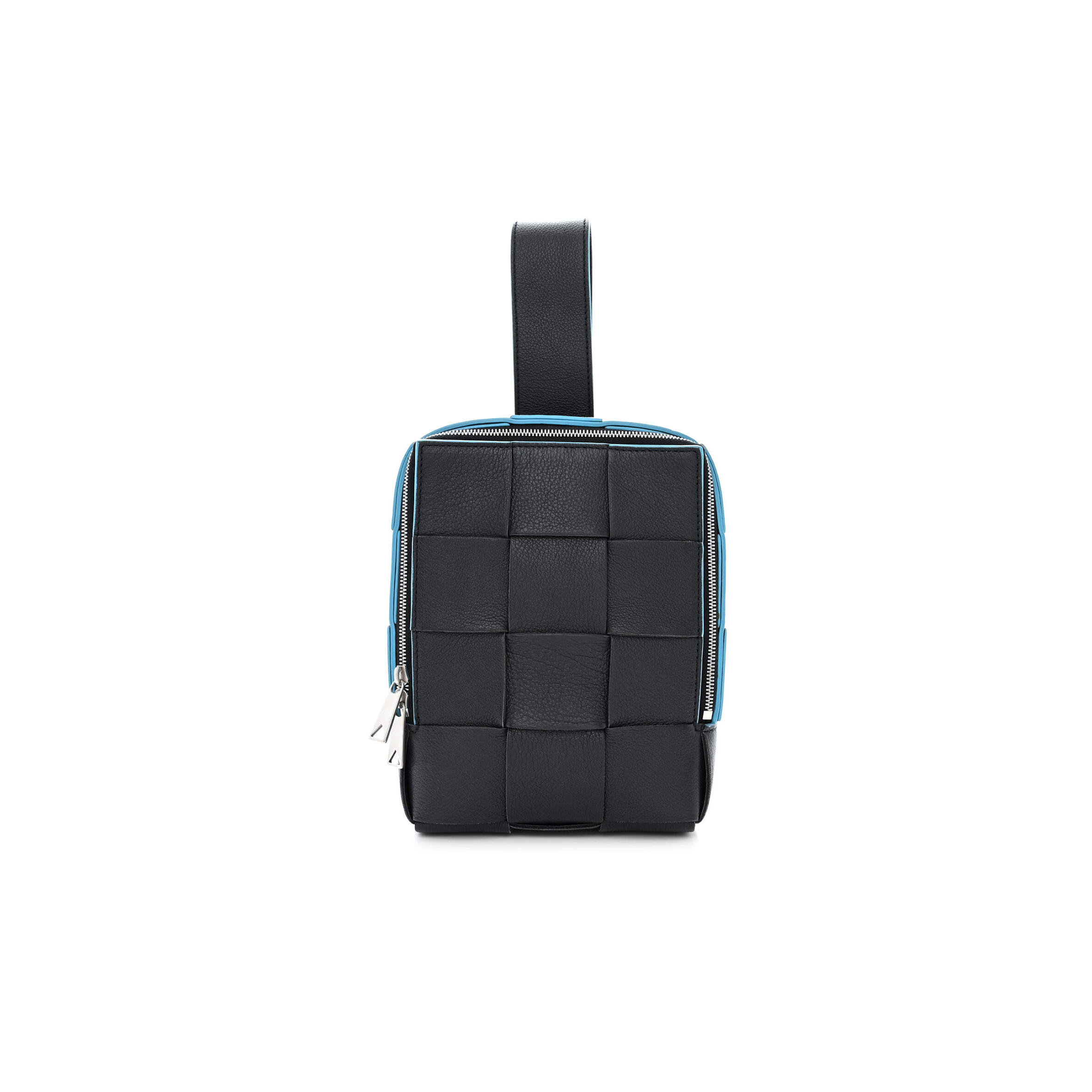 B0tt*ga Ven*ta GRAINED CALFSKIN INTRECCIO MINI CASSETTE SLING BAG DEEP BLUE POOL  (20*15*5cm) Master Quality