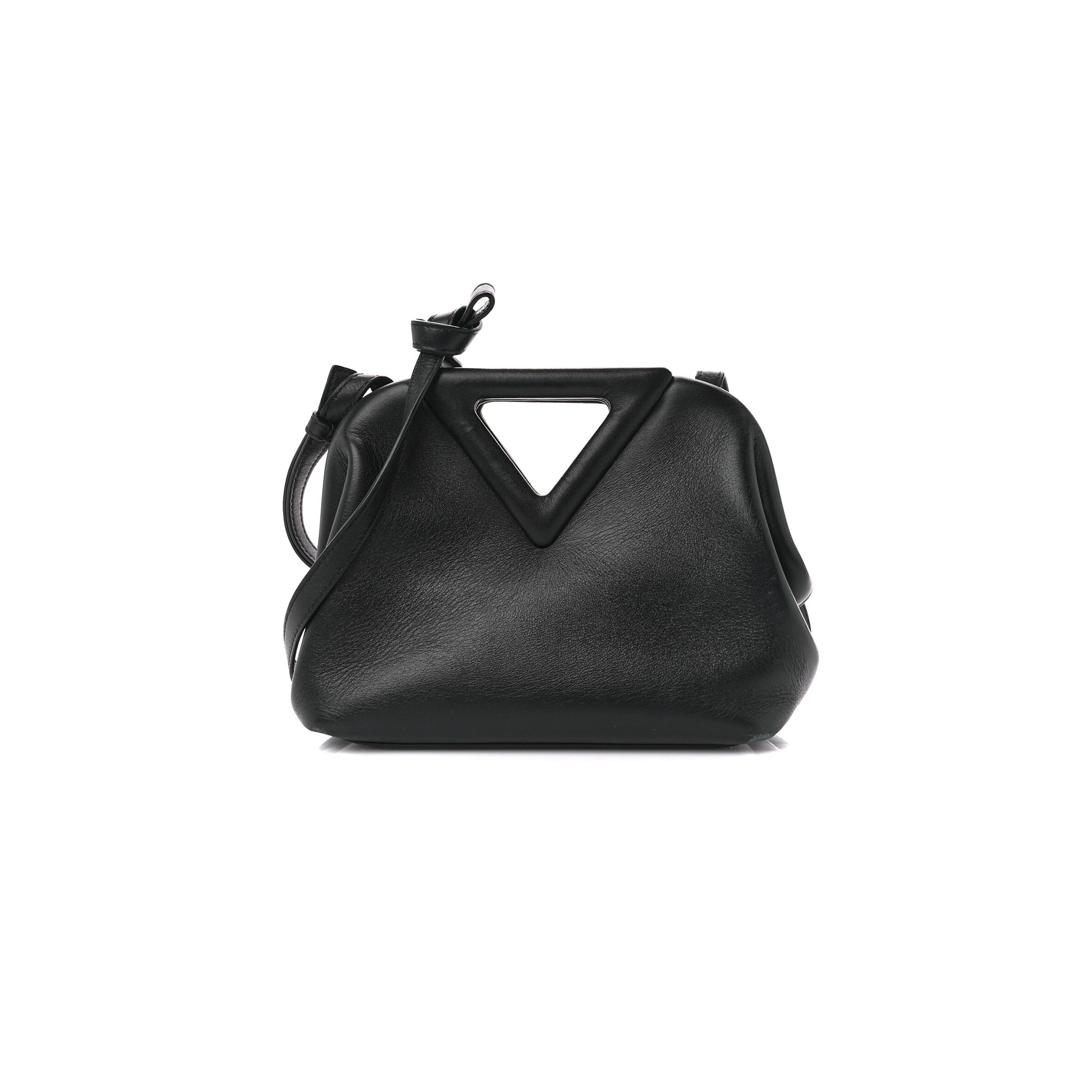 B0tt*ga Ven*ta CALFSKIN SMALL THE POINT TRIANGLE BAG BLACK (20*17*8cm) Master Quality