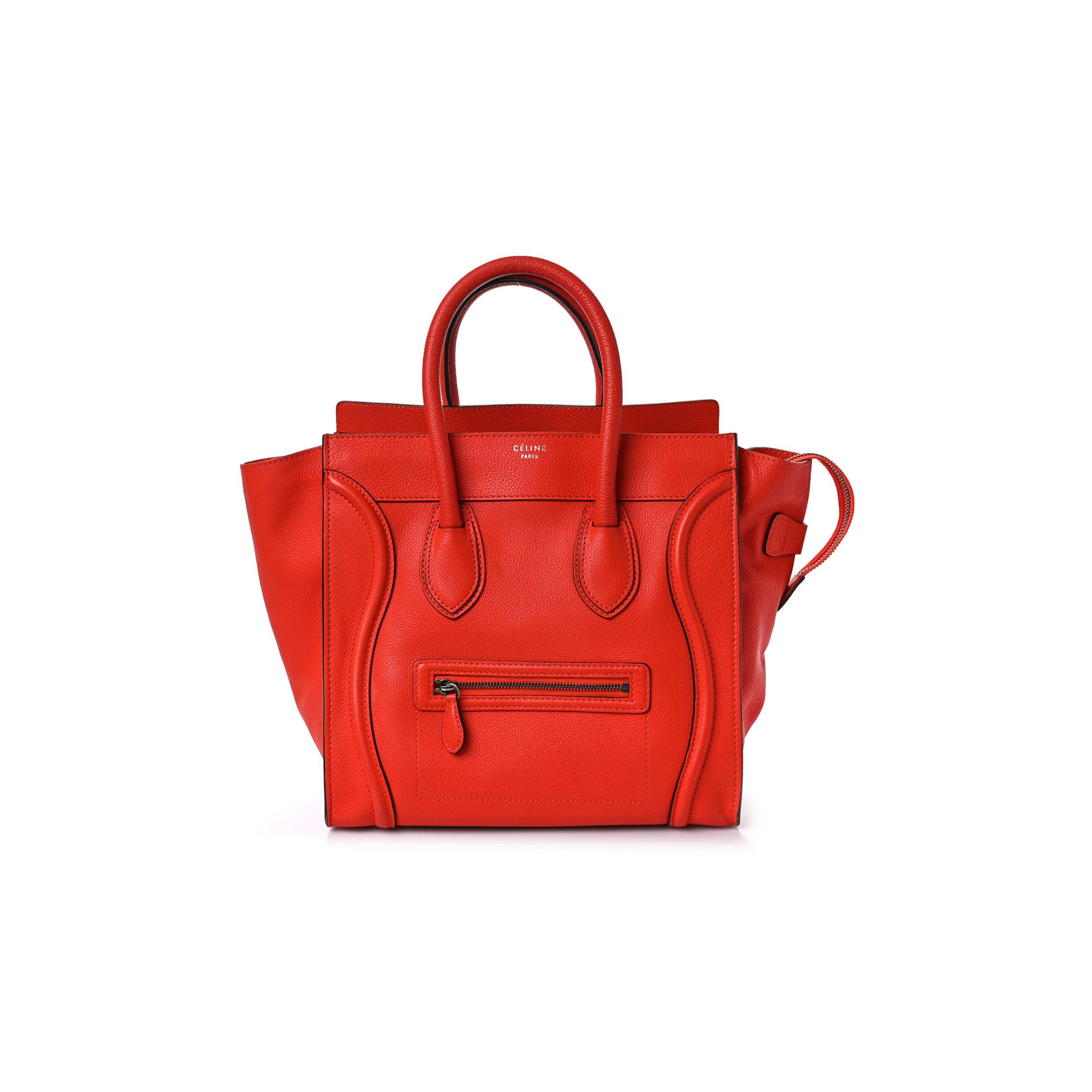 Ce1i*e DRUMMED CALFSKIN MINI LUGGAGE VERMILLION (30*30*18cm) Master Quality
