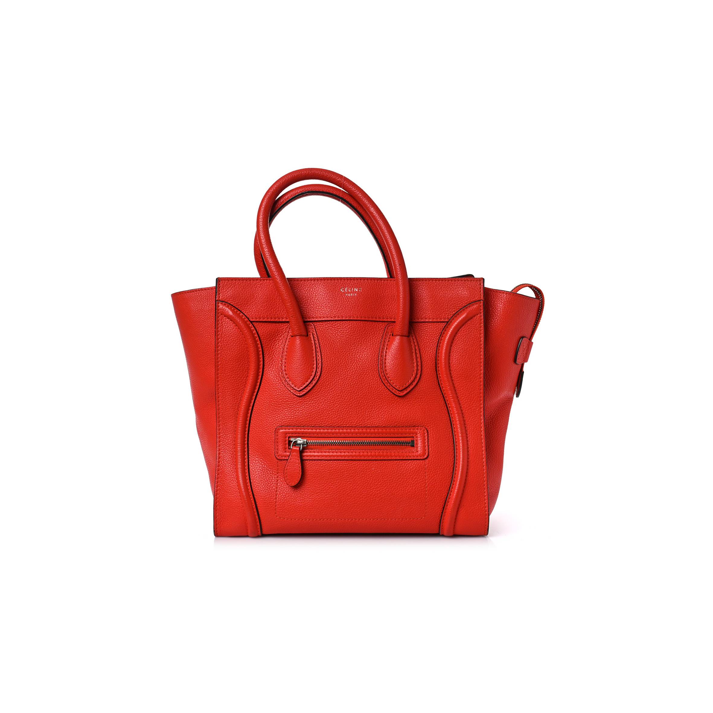 Ce1i*e DRUMMED CALFSKIN MINI LUGGAGE VERMILLION (32*30*18cm) Master Quality