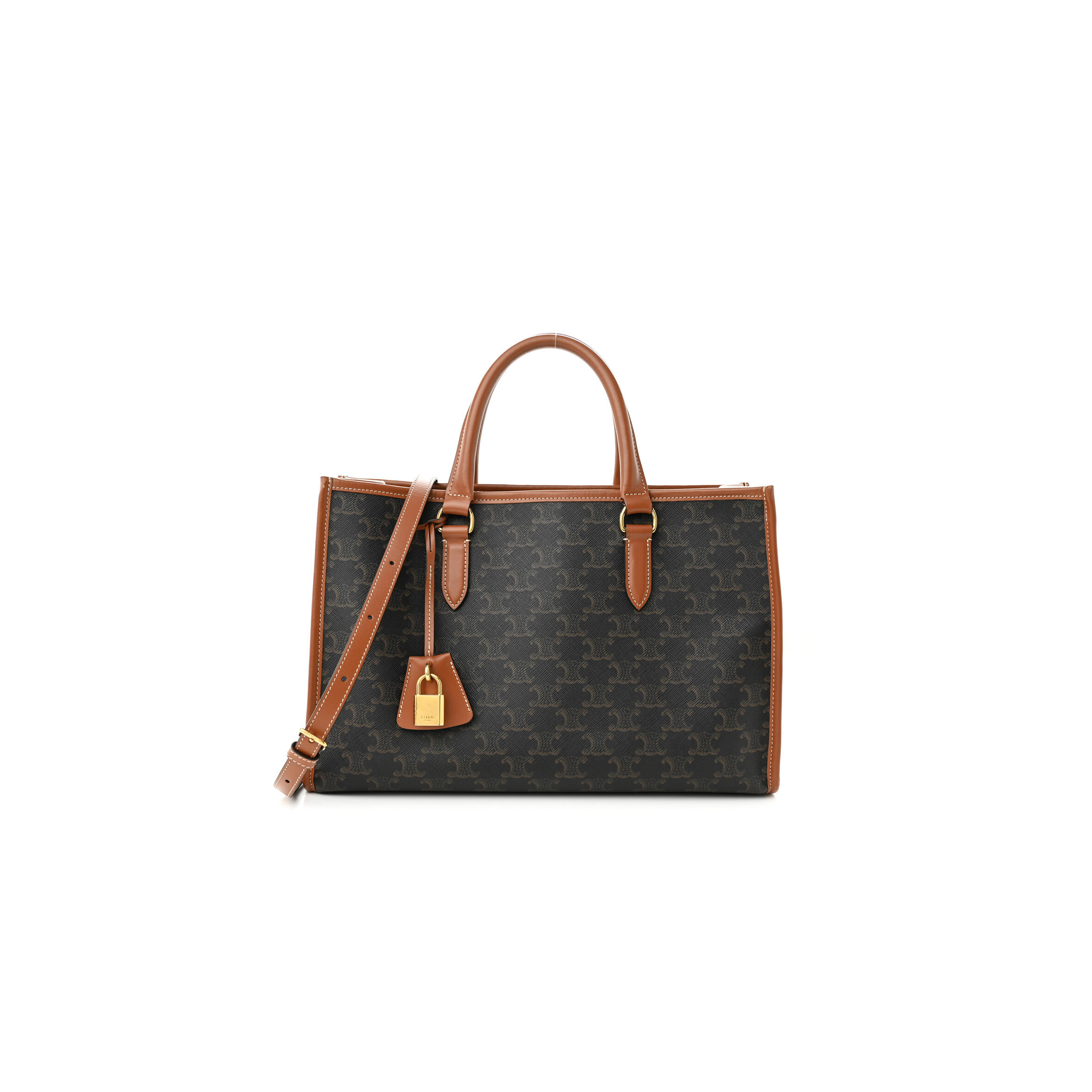 Ce1i*e TRIOMPHE CANVAS CALFSKIN MINI HORIZONTAL CABAS TAN 199742BZJ.04LU (34*23*12.5cm) Master Quality