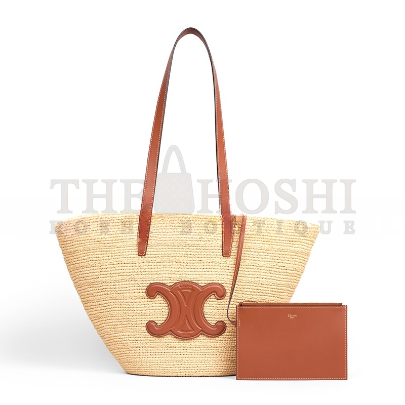Ce1i*e MEDIUM S*pPLE Ce1i*e CLASSIC PANIER IN RAFFIA AND CALFSKIN 114342FF7.04LU (30*22*14cm) Master Quality