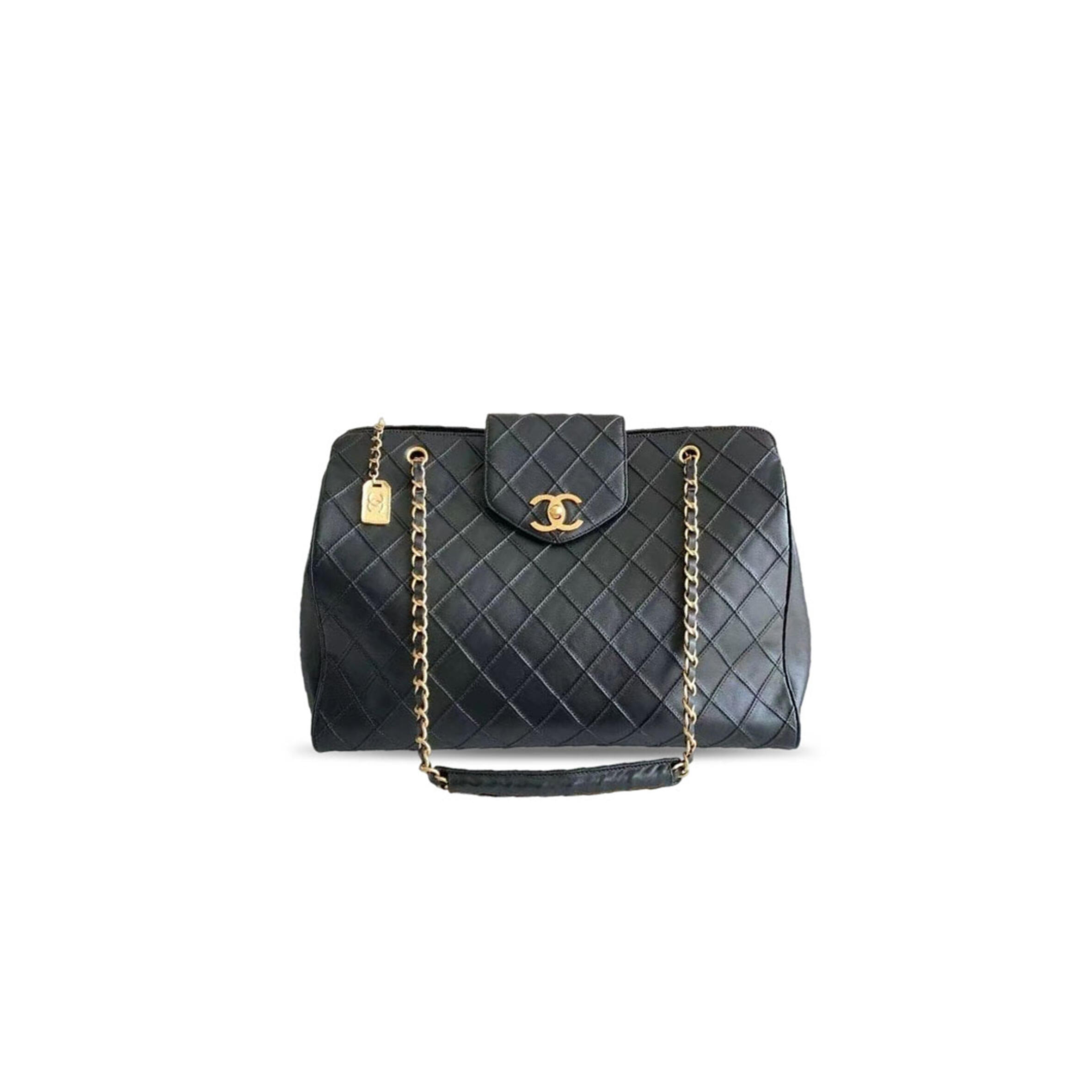 Ch**el BLACK AND GOLD BUCKLE AIRPORT BAG (43*36.5*15cm) Master Quality