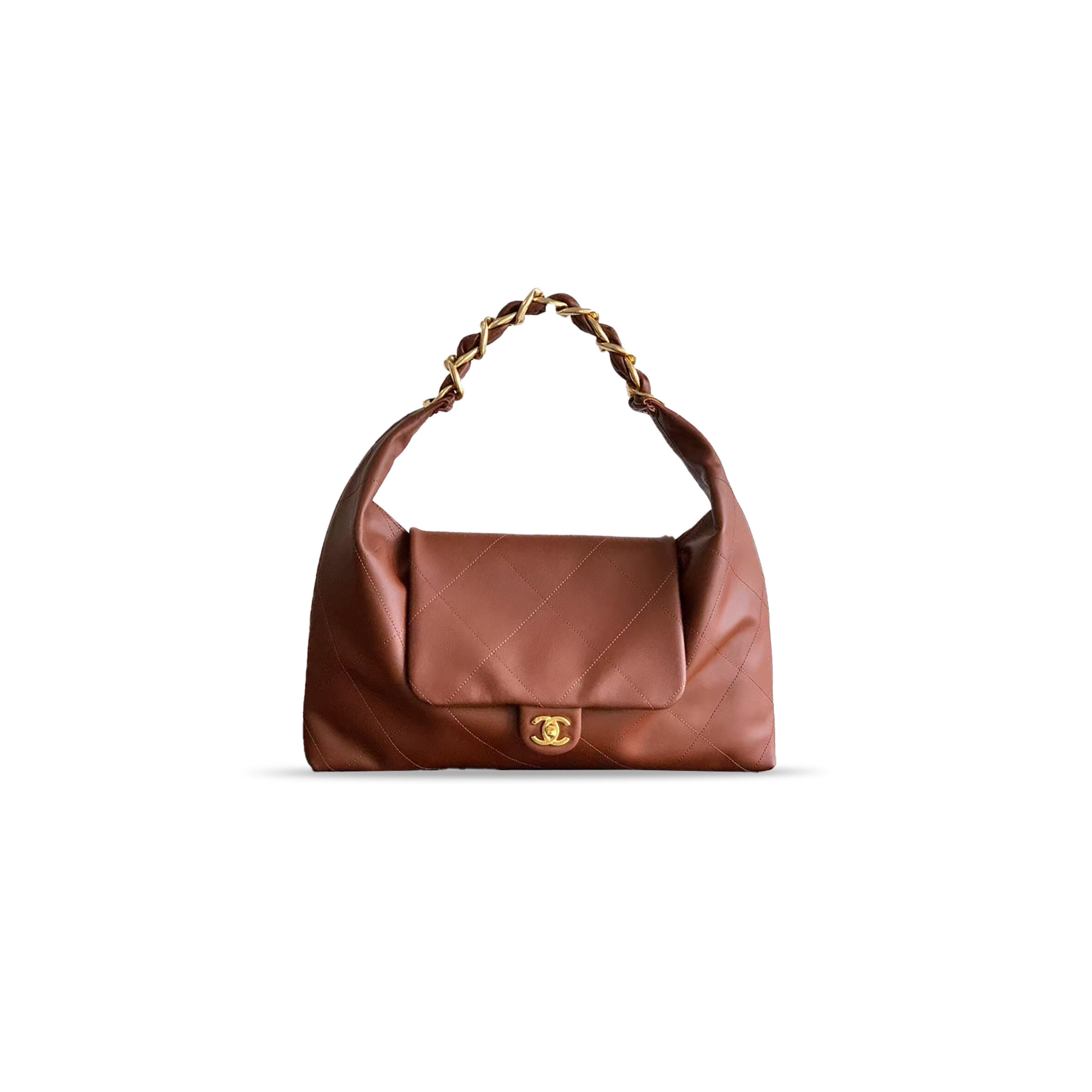 Ch**el HOBO BAG IN BROWN LEATHER AS5853 (43*33*7cm) Master Quality