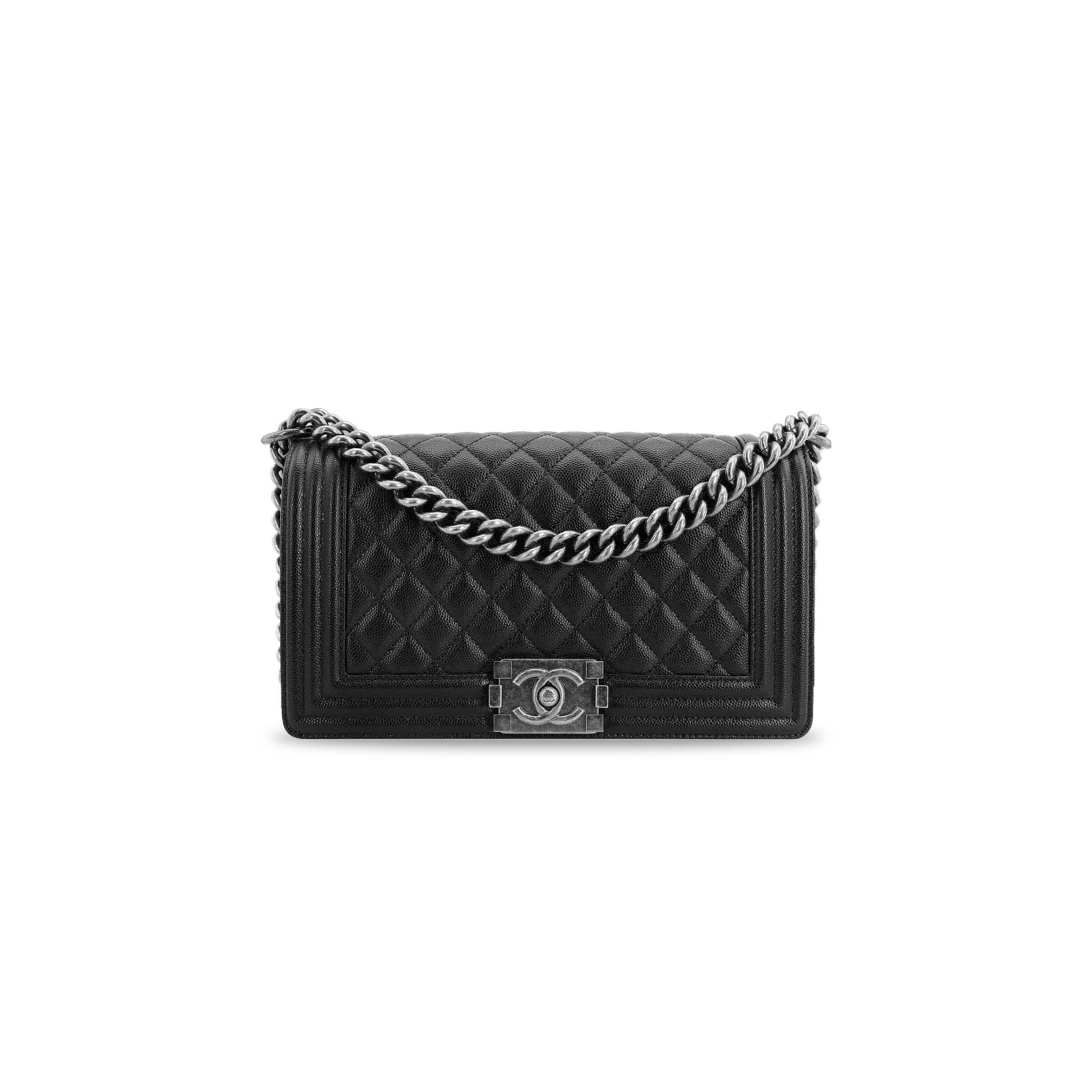 Ch**el CAVIAR MEDIUM QUILTED BOY FLAP BLACK A67086 Y83338 94305 (25*15*8cm) Master Quality