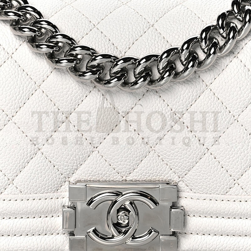 Ch**el CAVIAR QUILTED SMALL BOY FLAP WHITE A67085 B10211 10601 (20*12*8cm) Master Quality