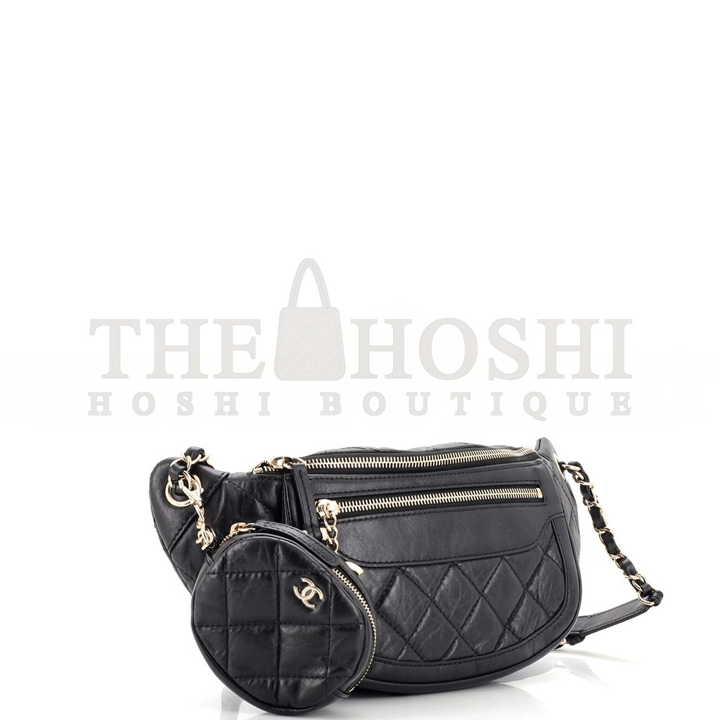 Ch**el FRONT ZIP WAIST BAG WITH COIN PURSE QUILTED CALFSKIN AS1077 (34*15*6cm) Master Quality