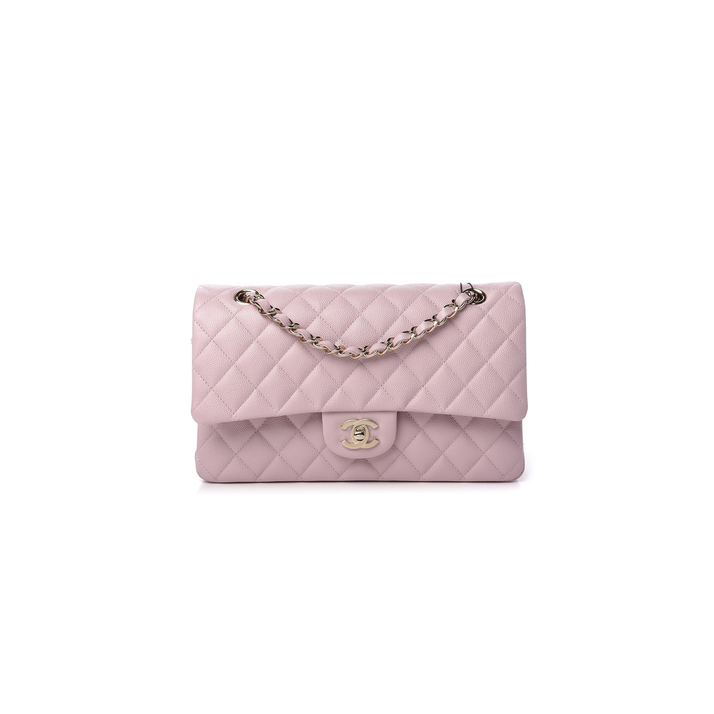 Ch**el CAVIAR QUILTED MEDIUM DOUBLE FLAP LIGHT PINK (25.5*14*6.5cm) Master Quality