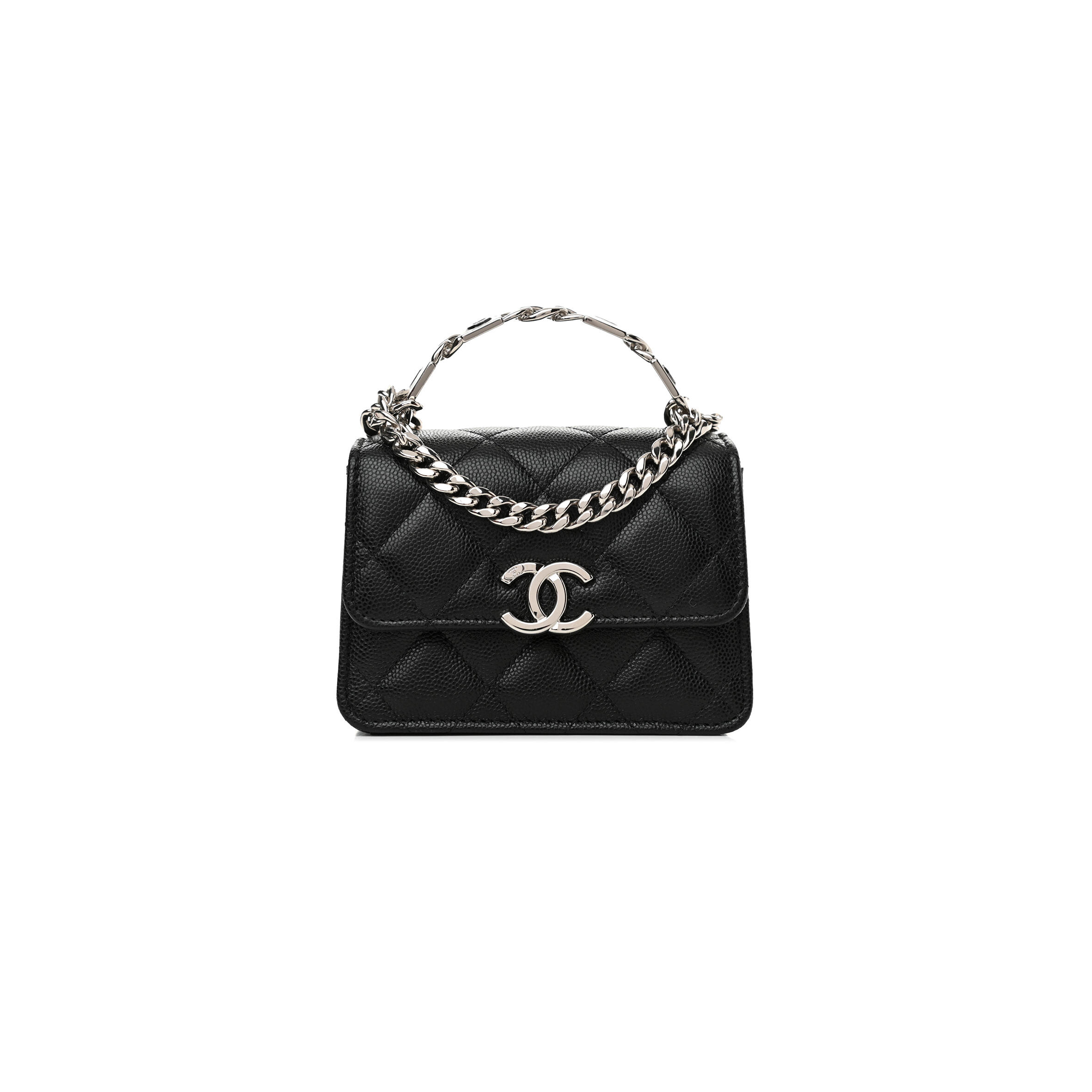 Ch**el CAVIAR QUILTED PICK ME UP CLUTCH WITH CHAIN BLACK (13*9.5*6cm) Master Quality
