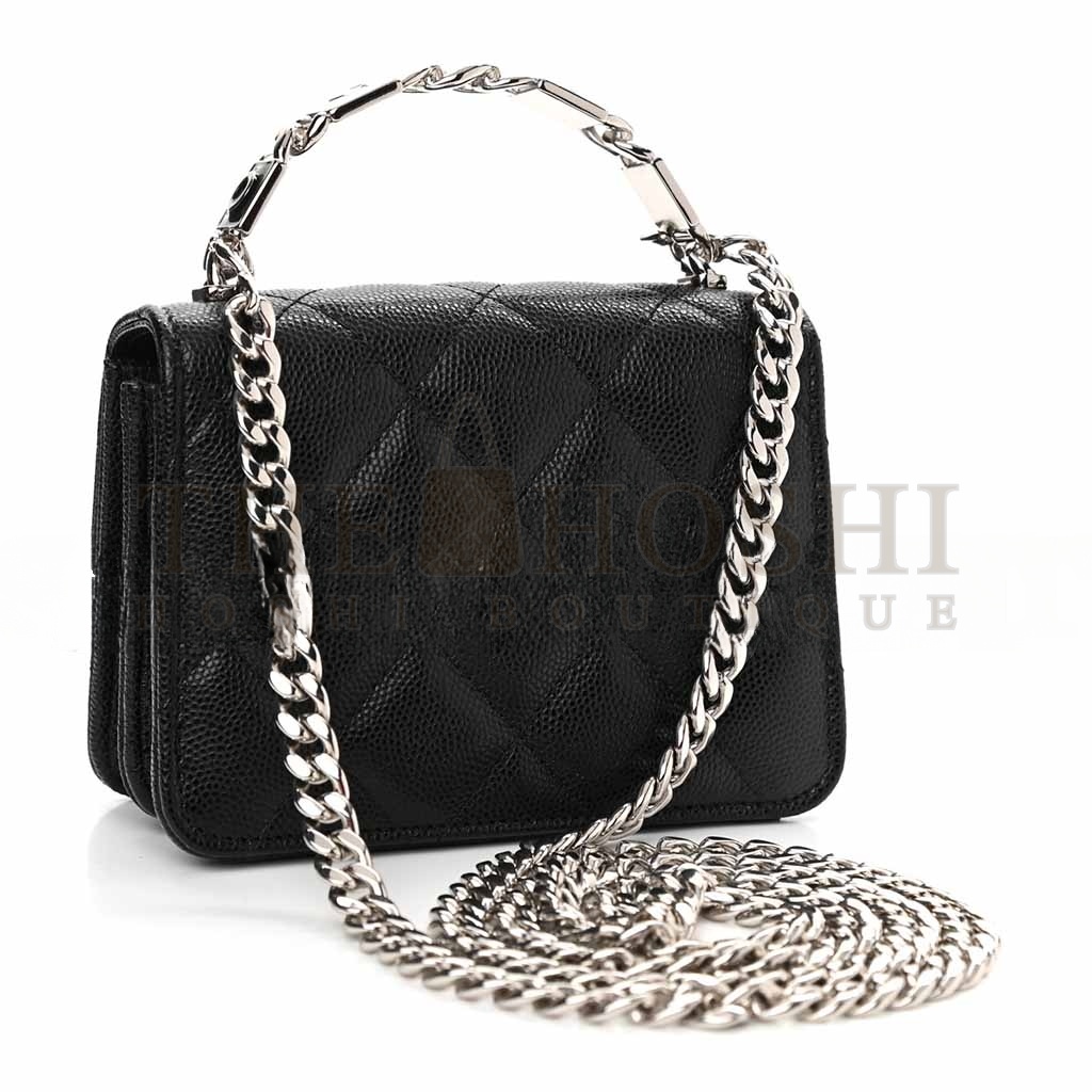 Ch**el CAVIAR QUILTED PICK ME UP CLUTCH WITH CHAIN BLACK (13*9.5*6cm) Master Quality