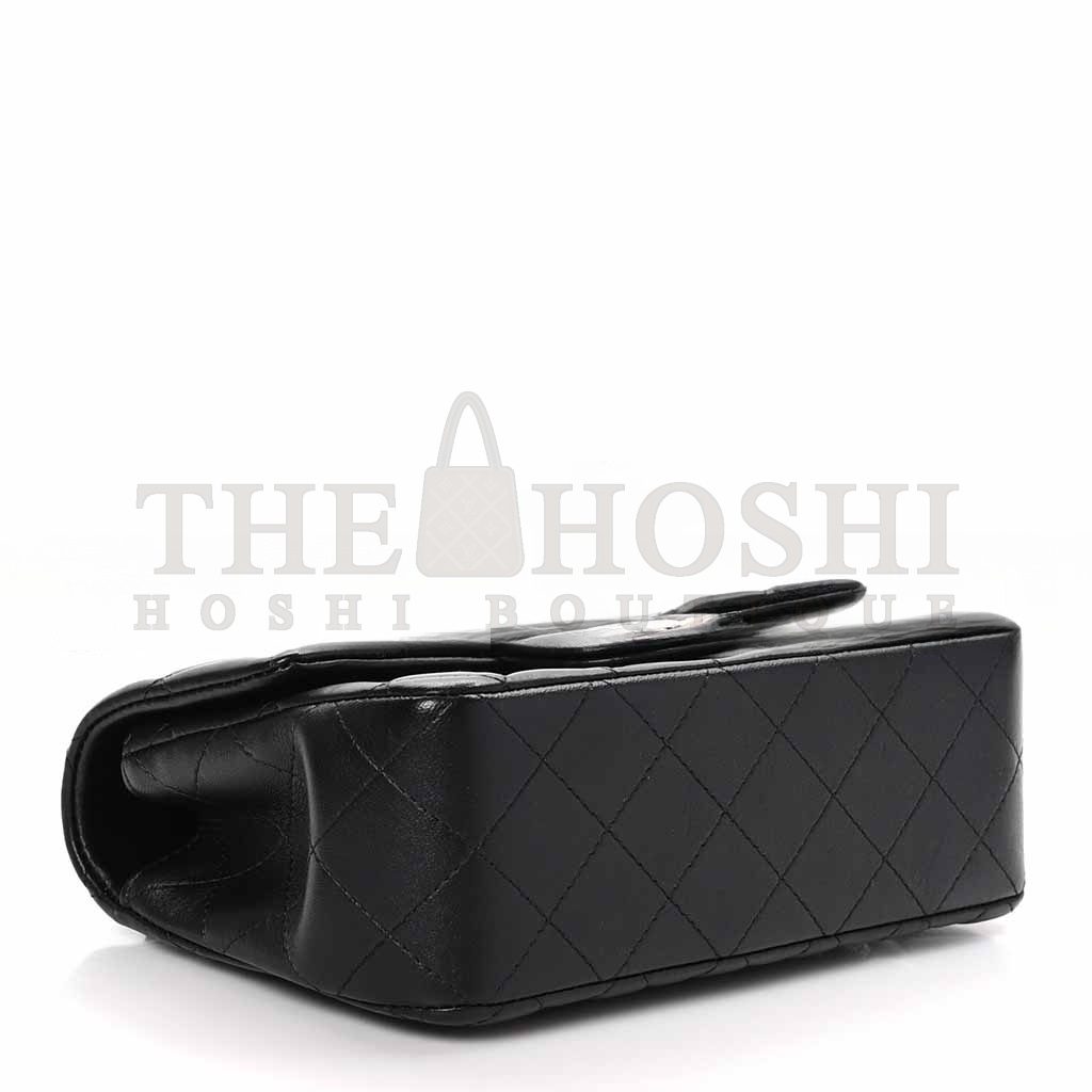 Ch**el LAMBSKIN QUILTED MINI TOP HANDLE RECTANGULAR FLAP BLACK (20*12*6cm) Master Quality