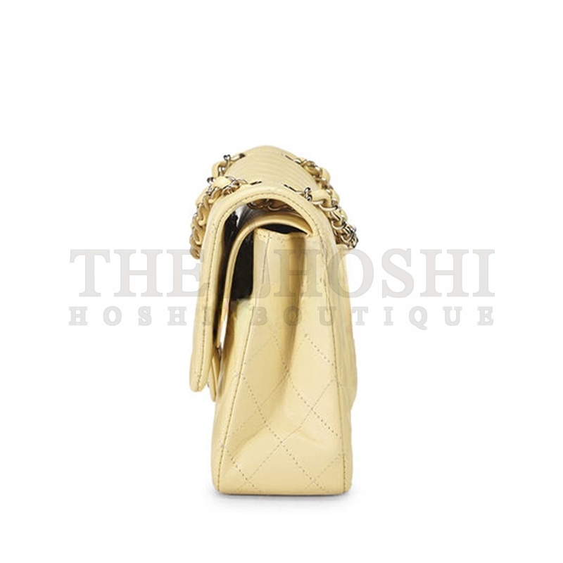 Ch**el YELLOW CALFSKIN CLASSIC DOUBLE FLAP MEDIUM AS0001 (25*15*6cm) Master Quality