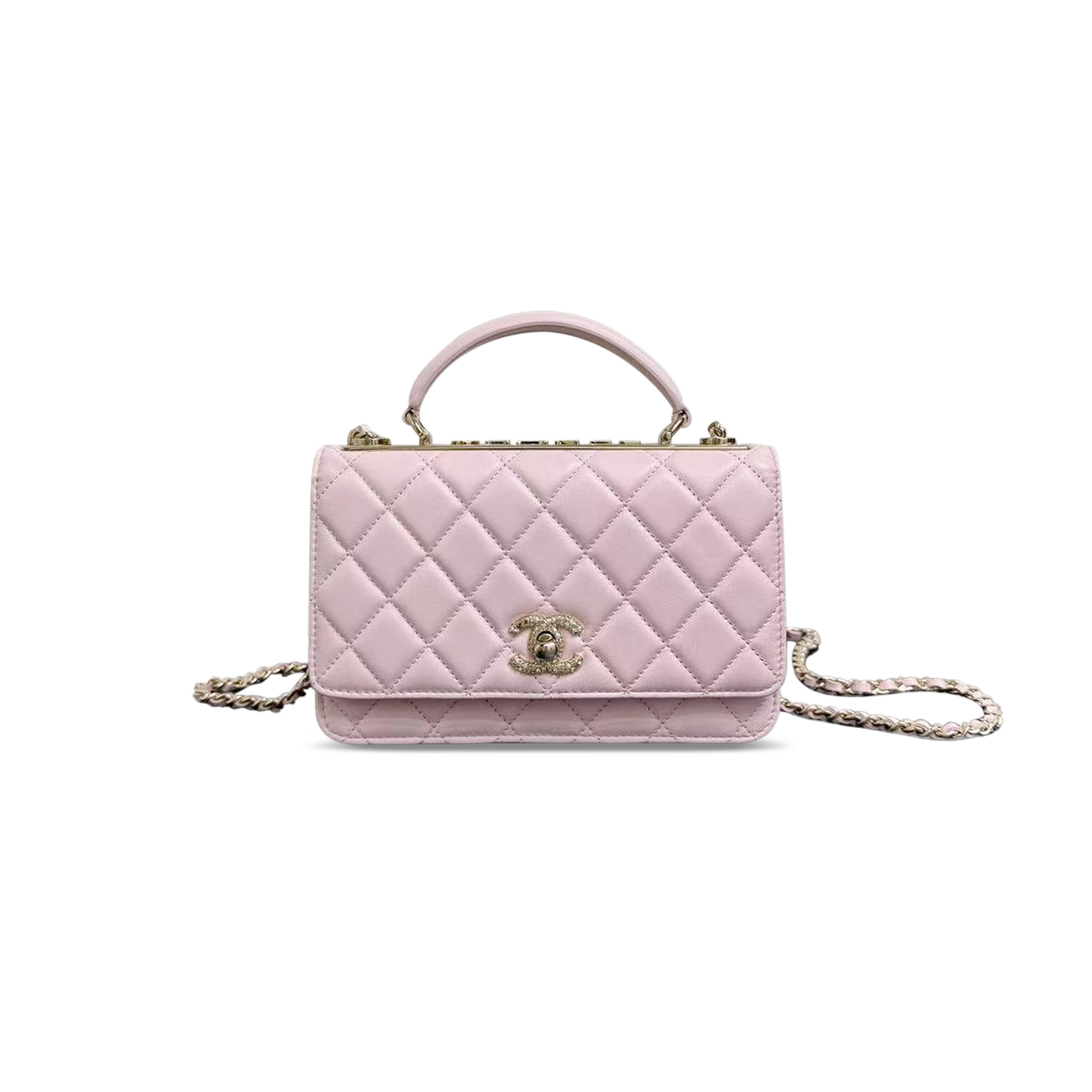 Ch**el WALLET ON CHAIN LAMBSKIN DIAMANTÉ GOLD METAL AP4323 (19.2*12.3*3.5cm) Master Quality