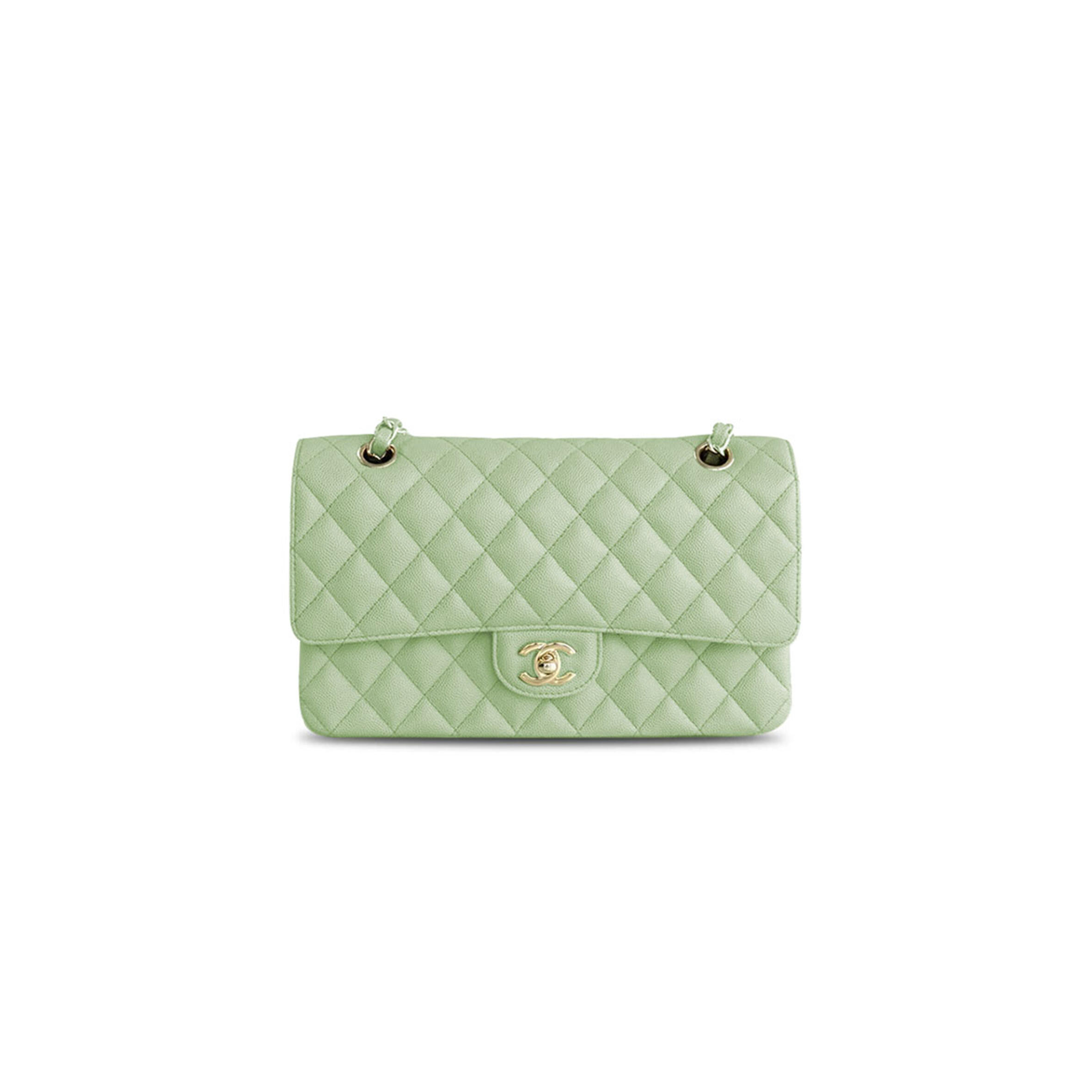 Ch**el CF CLASSIC FLIP CAVIAR LIGHT GREEN SHOULDER BAG  (25*17*9cm) Master Quality