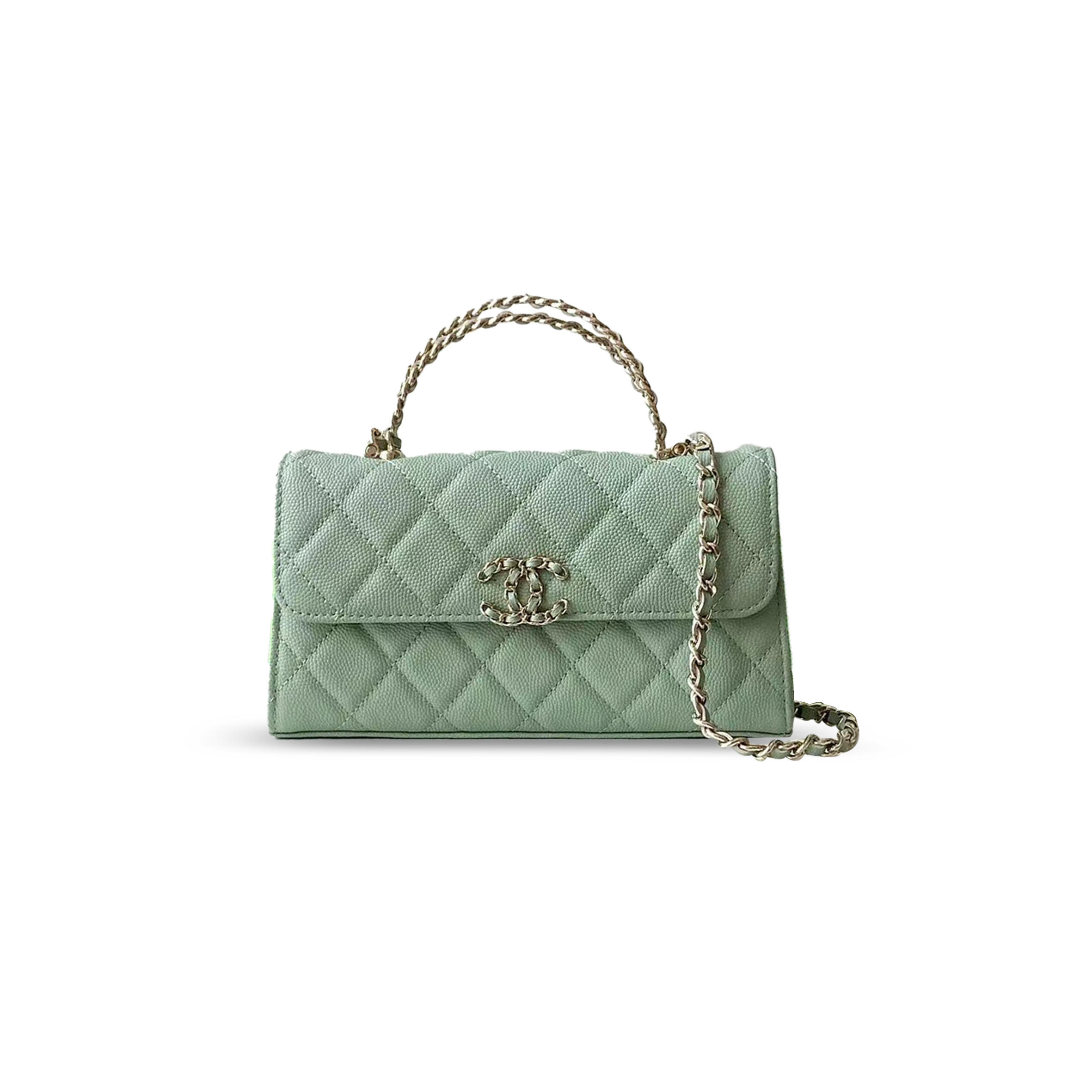 Ch**el FLAP PHONE HOLDER WITH CHAIN GRAINED SHINY AP3238 (18*10*4.5cm) Master Quality