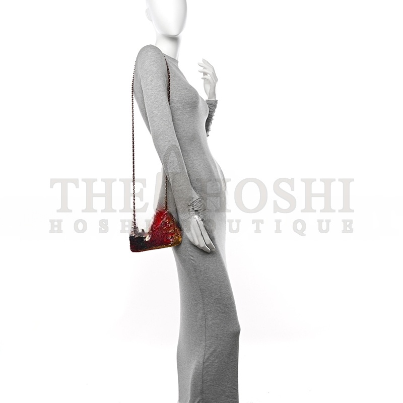 Ch**el SHADED SEQUINS MINI FLAP BLACK BURGUNDY RED YELLOW 1566880 (20*14*7cm) Master Quality