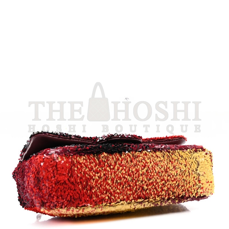 Ch**el SHADED SEQUINS MINI FLAP BLACK BURGUNDY RED YELLOW 1566880 (20*14*7cm) Master Quality