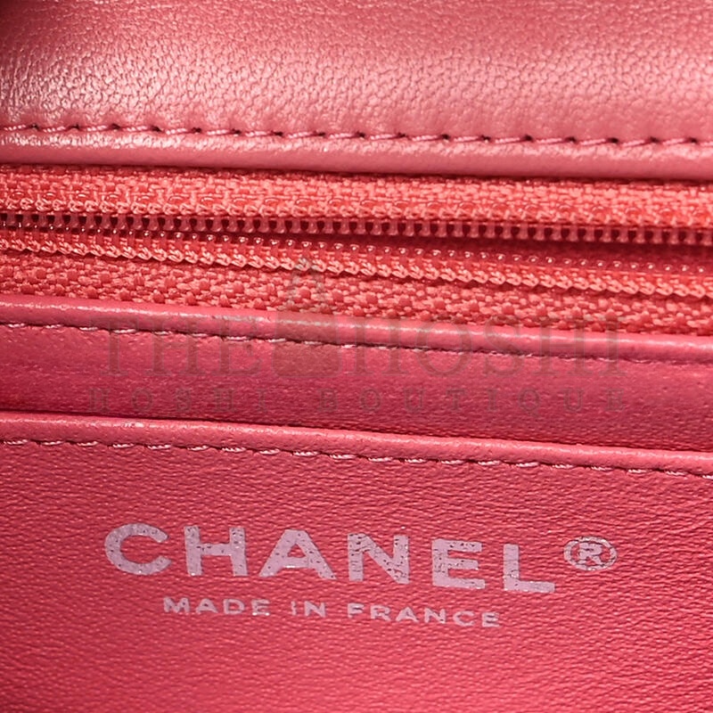Ch**el LAMBSKIN QUILTED MINI RECTANGULAR FLAP PINK  A01116 (20*13*6cm) Master Quality