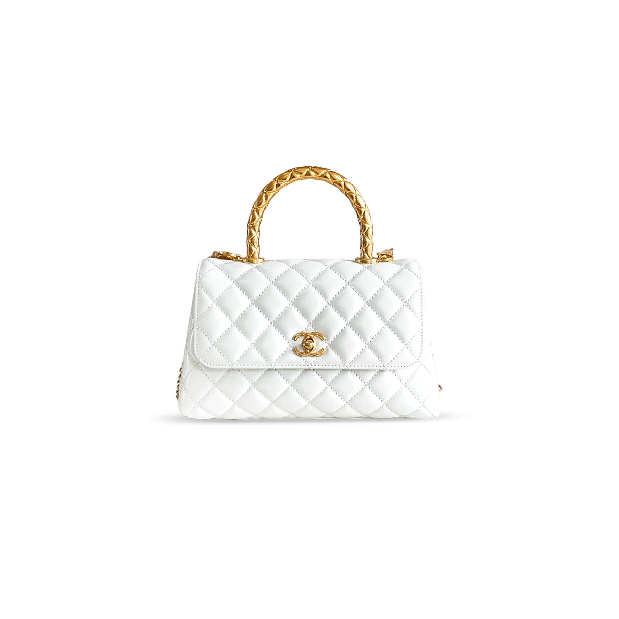 Ch**el 24A CALFSKIN QUILTED TOP HANDLE FLAP BAG 282651 (23*14*8cm) Master Quality