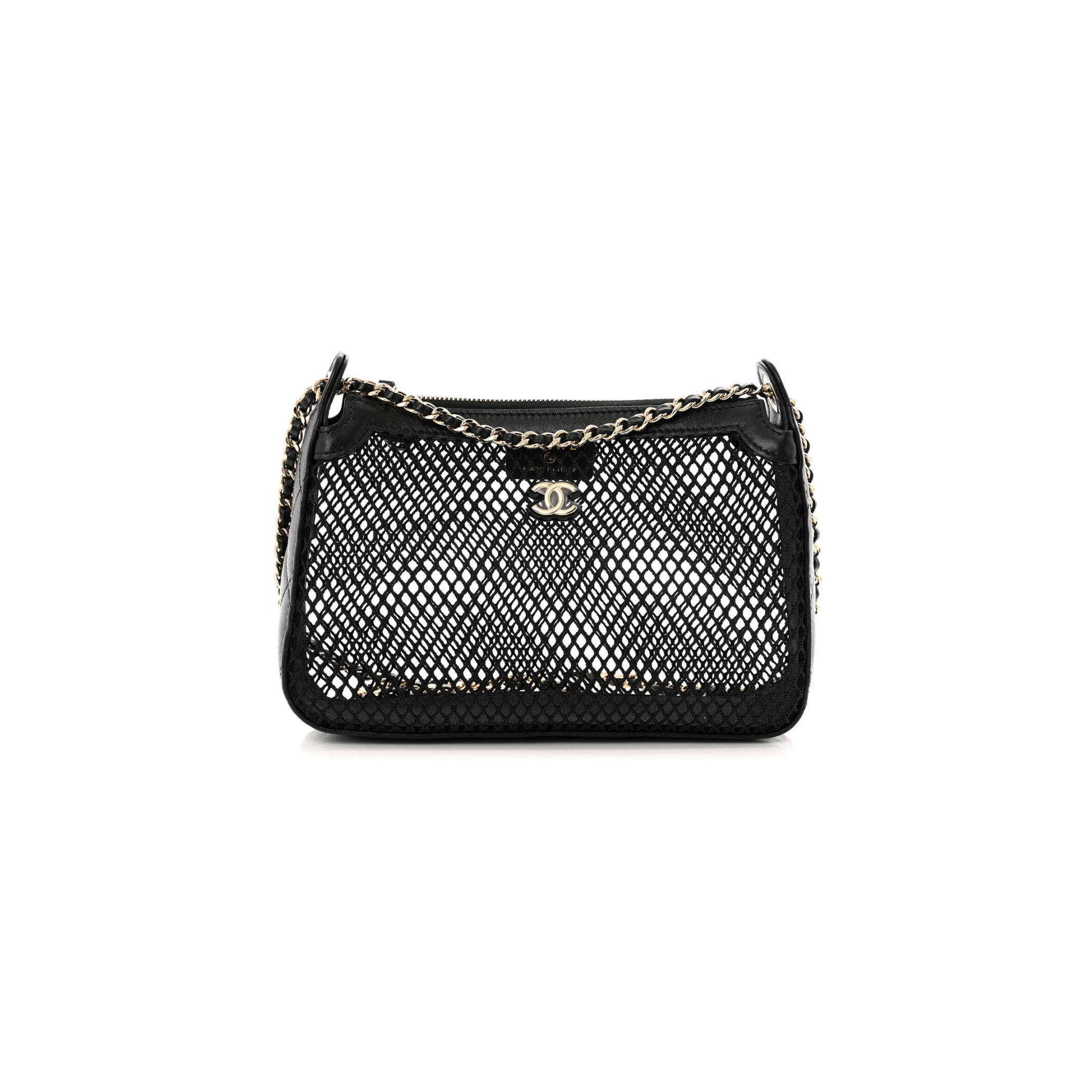 Ch**el MESH SHINY LAMBSKIN CLUTCH WITH CHAIN BLACK 1667264 (21*15*5cm) Master Quality