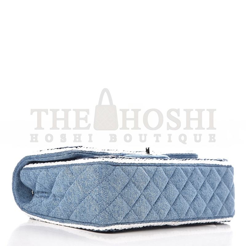 Ch**el DENIM BRAIDED MEDIUM FLAP BAG LIGHT BLUE 362059 (25*15*7cm) Master Quality