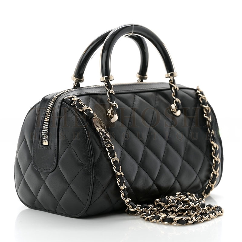 Ch**el LAMBSKIN QUILTED MINI BOWLING BAG BLACK AP4411 (18.5*11.4*4cm) Master Quality