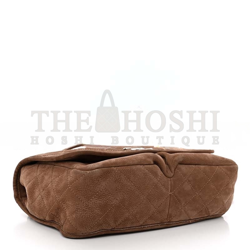 Ch**el LARGE QUILTED NUBUCK NATURAL BEAUTY SPLIT POCKET FLAP SHOULDER BAG (33*22*9cm) Master Quality