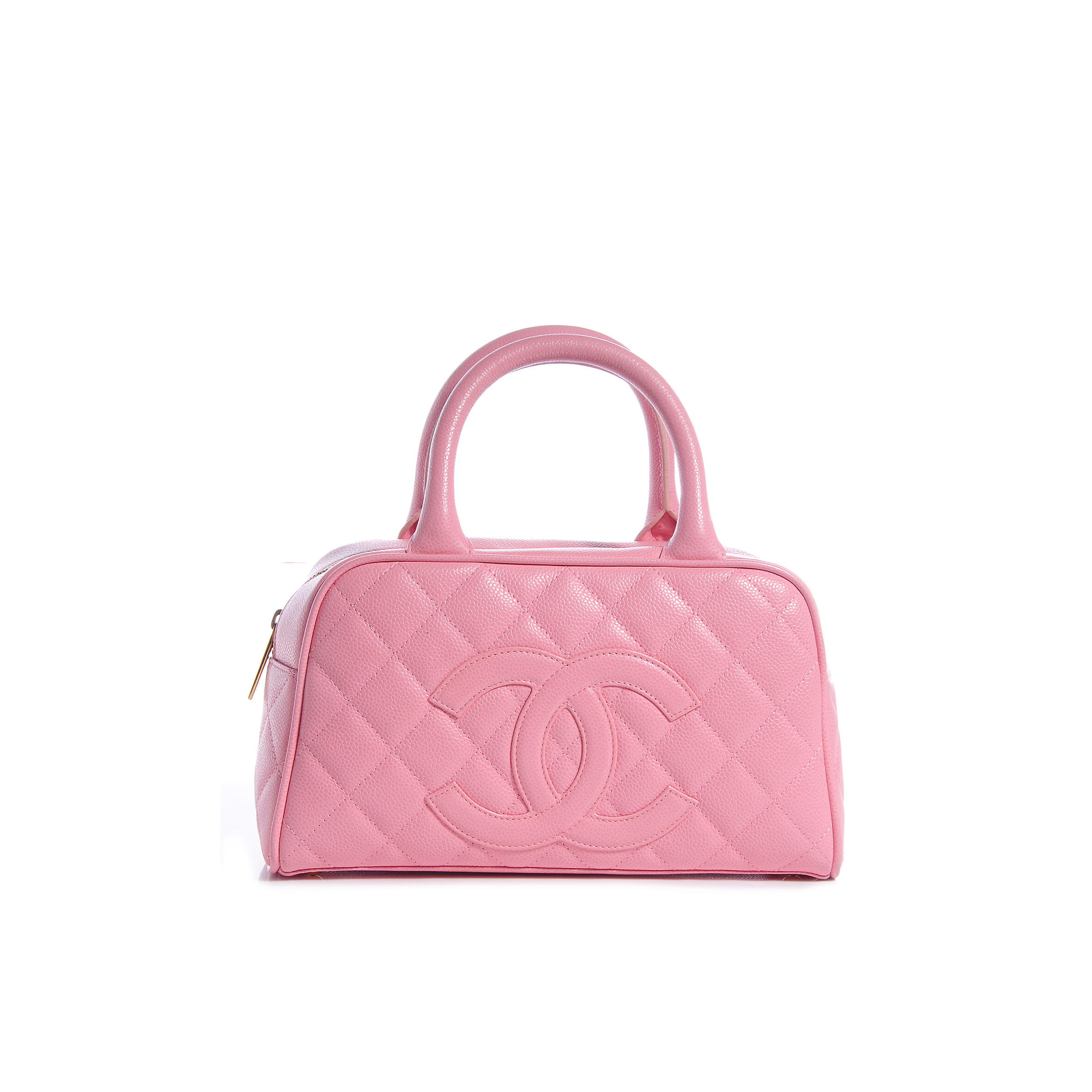 Ch**el VINTAGE SAKURA PINK CAVIAR QUILTED SMALL BOWLER BAG 71301 (25*15*7cm) Master Quality