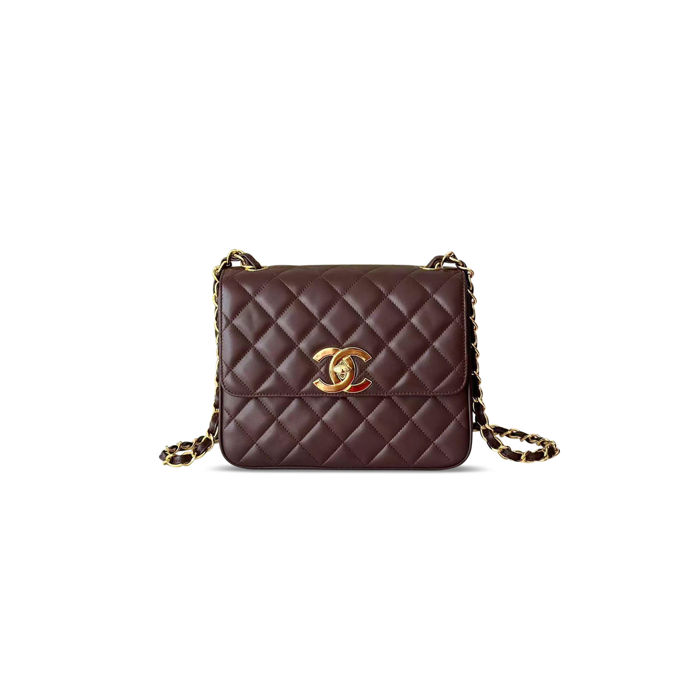Ch**el QUILTED CLASSIC FLAP BAG BROWN A2218 (25*20*9cm) Master Quality