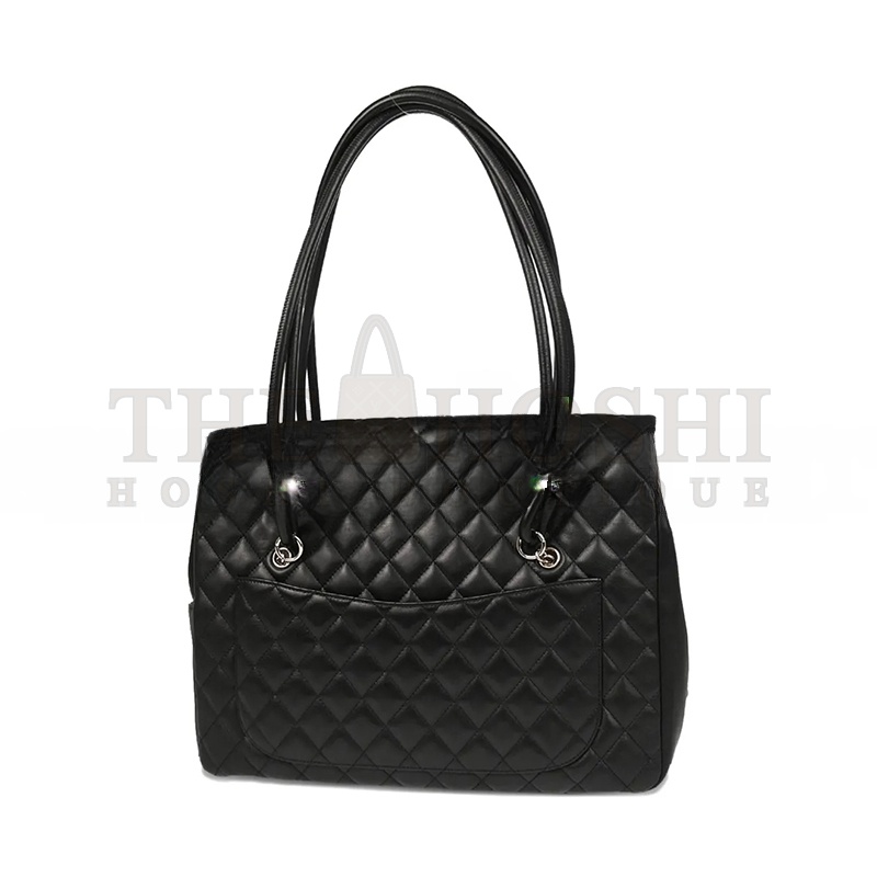 Ch**el CALFSKIN QUILTED LARGE CAMBON FLAP BLACK (33*24*11cm) Master Quality