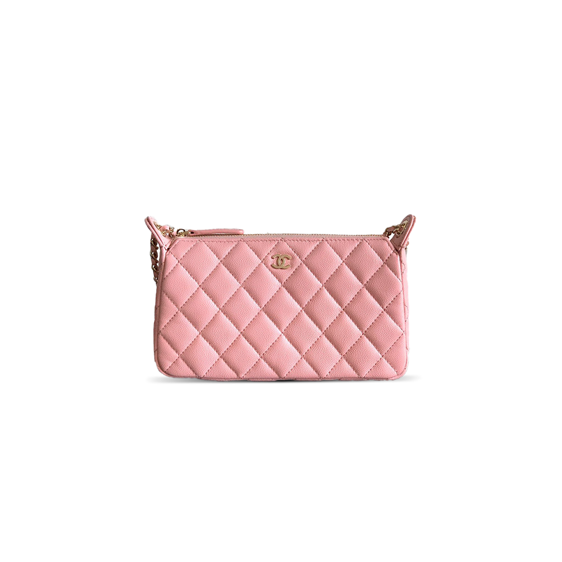 Ch**el GRAINED CALFSKIN 25B CLUTCH WITH CHAIN BAG IN PINK (21*12*5.5.cm) Master Quality