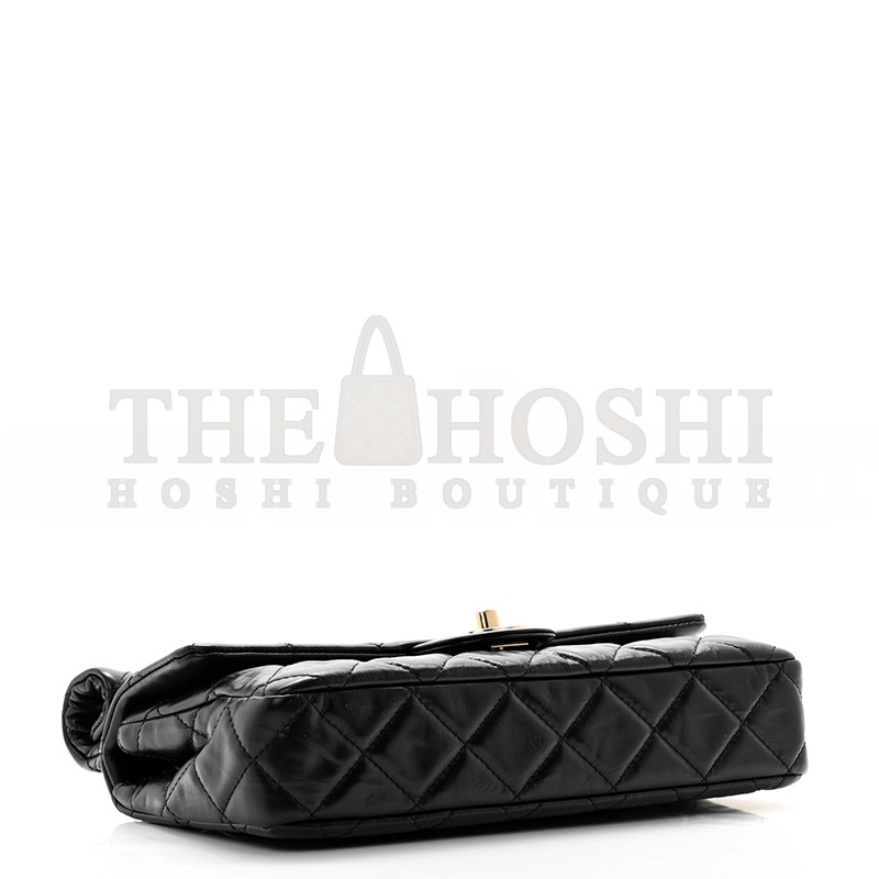 Ch**el CRUMPLED CALFSKIN QUILTED CLUTCH BLACK AS4199 (24.5*18.5*4.5cm) Master Quality