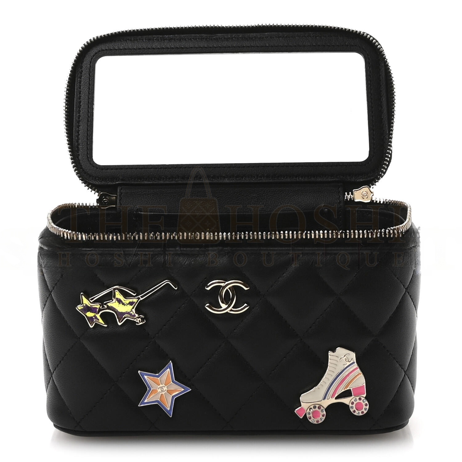 Ch**el LAMBSKIN QUILTED ROLLER SKATE SMALL VANITY CASE WITH CHAIN AP1341 (16*9.5*7.5cm) Master Quality