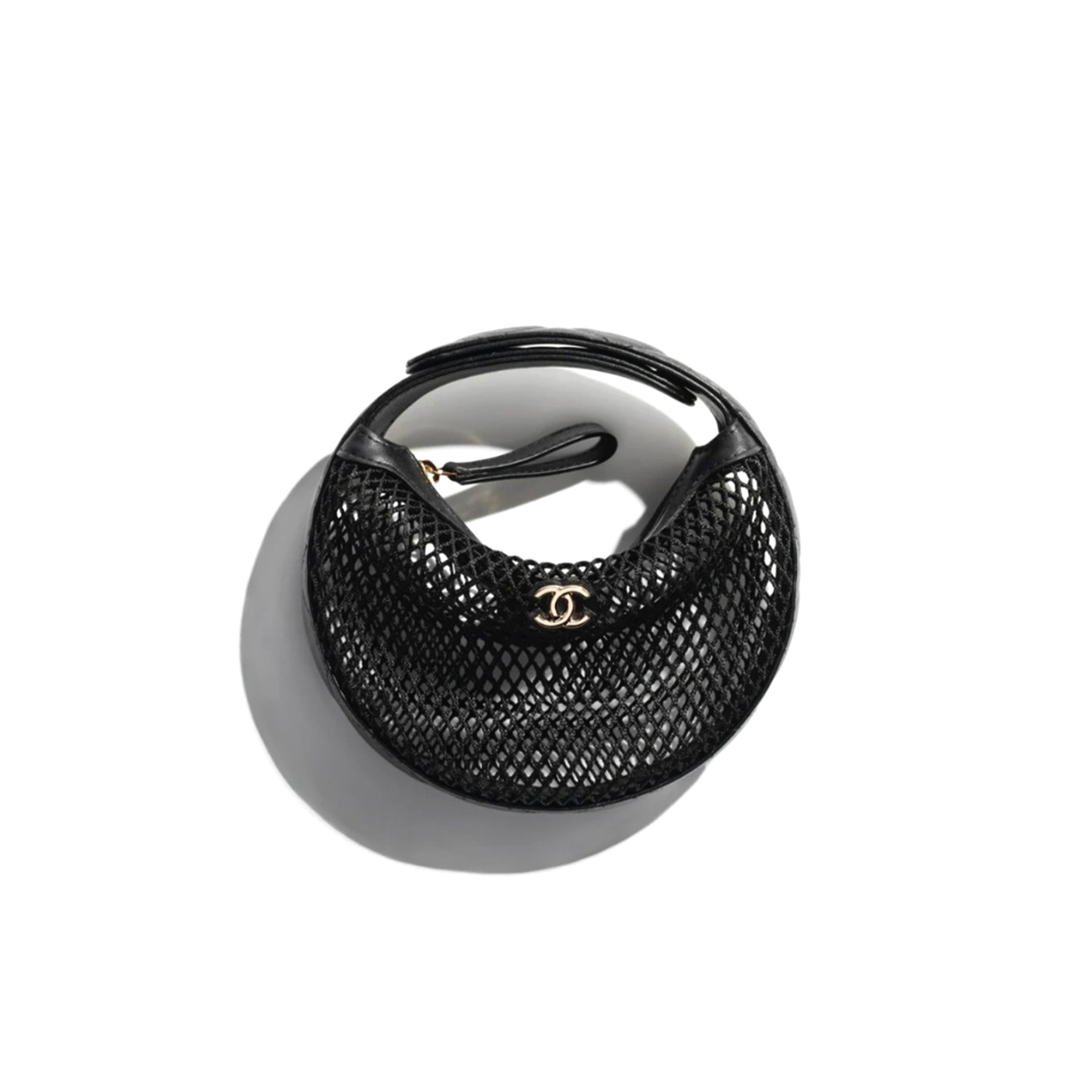 Ch**el MESH SHINY LAMBSKIN POUCH HOBO BLACK AS4063 (19*18*3cm) Master Quality