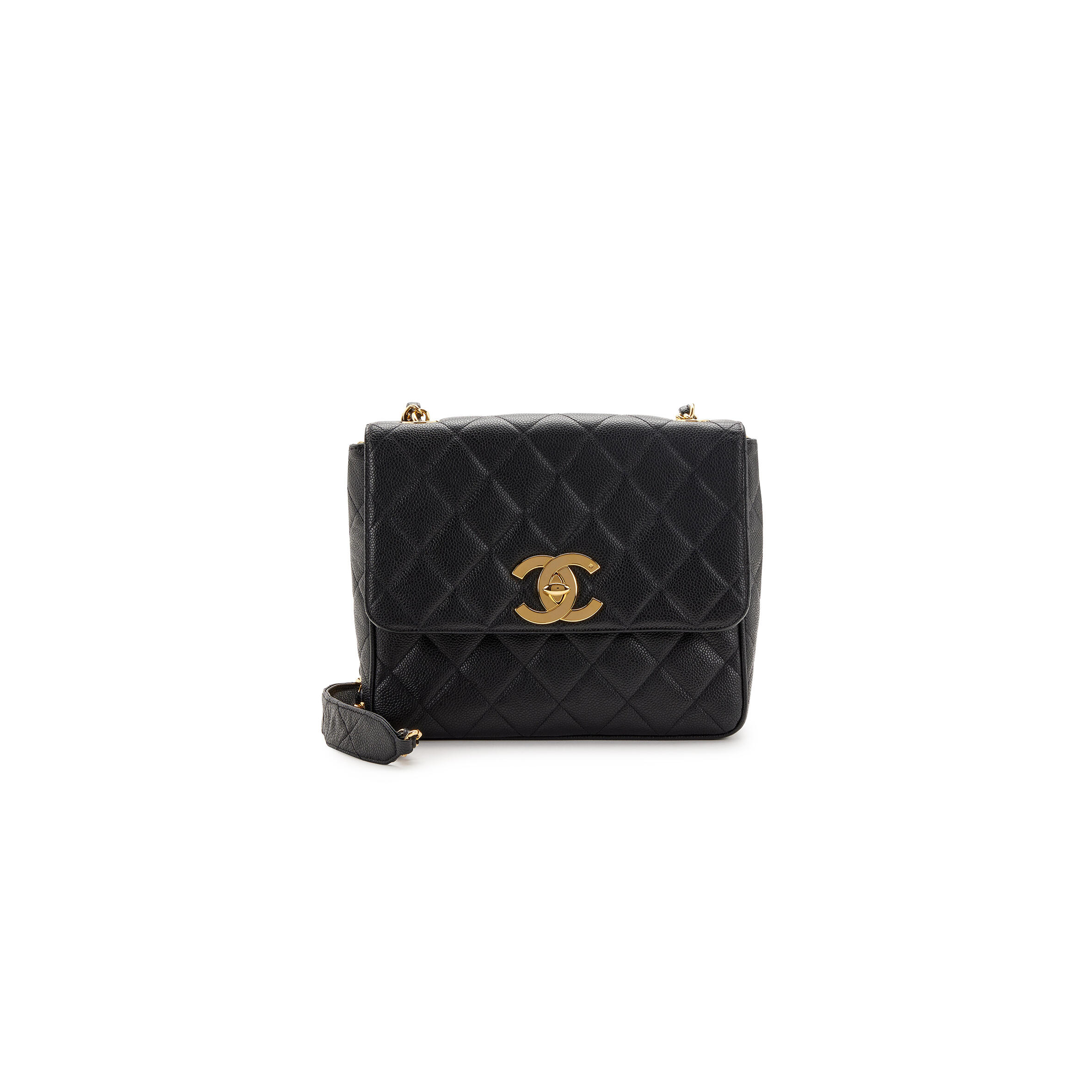 Ch**el BLACK QUILTED CAVIAR XL CC JUMBO SQUARE FLAP GOLD HARDWARE 1157428 (25*20.5*9cm) Master Quality